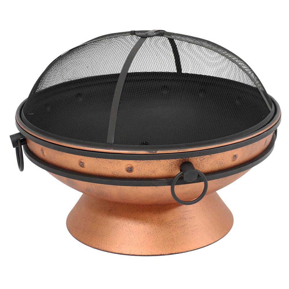 Ultimate Patio 31-Inch Copper Finish Steel Cauldron Wood Burning Fire Pit - Front View thumbnail