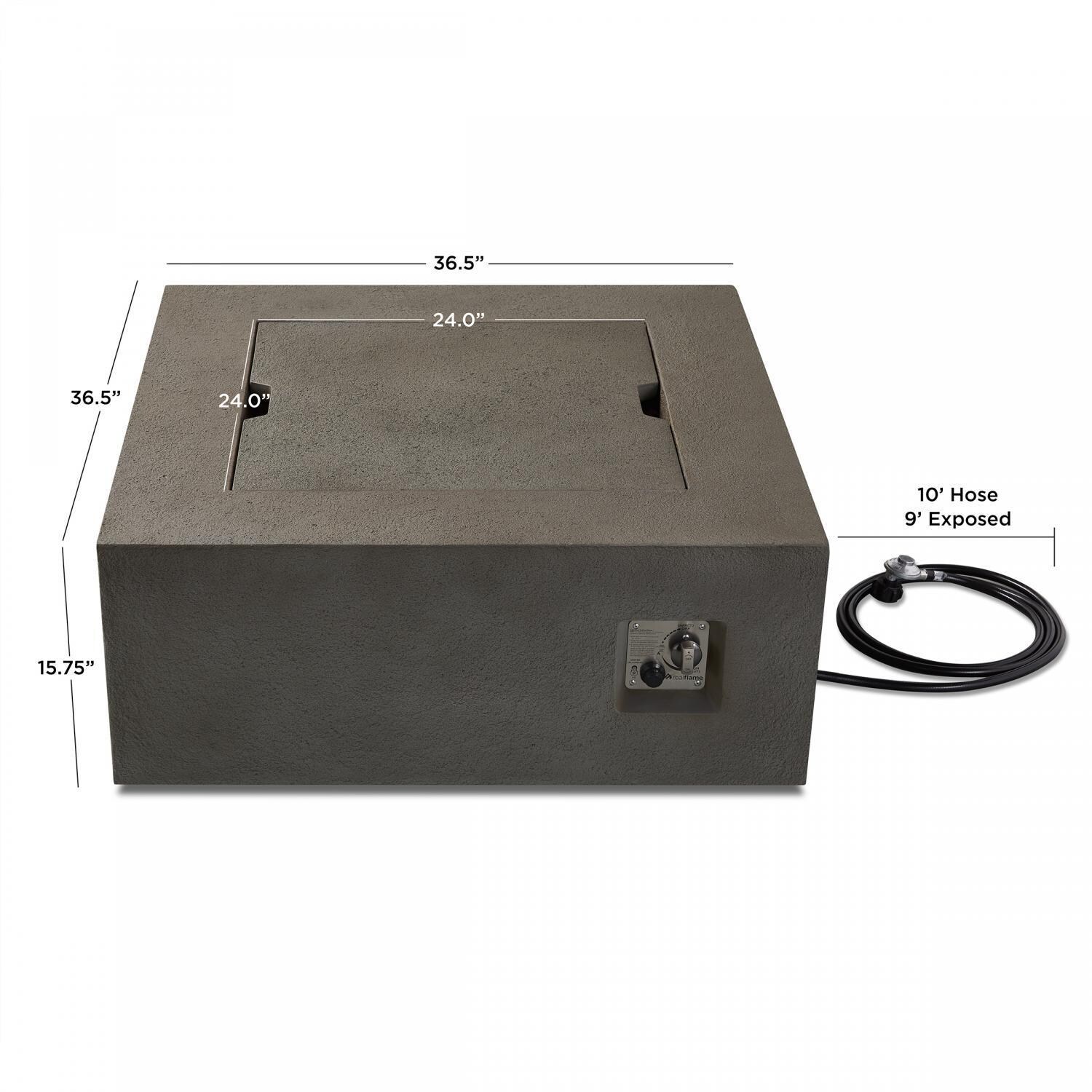 Lakeview Outdoor Designs SC-9720LP-GLG Villa Flora 36-Inch Square Propane Gas Fire Pit Table - Glacier Gray - Dimensions thumbnail