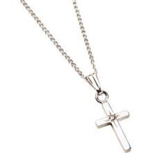 Elegant Baby Infant Sterling Silver Cross With Diamond Accent Necklace image