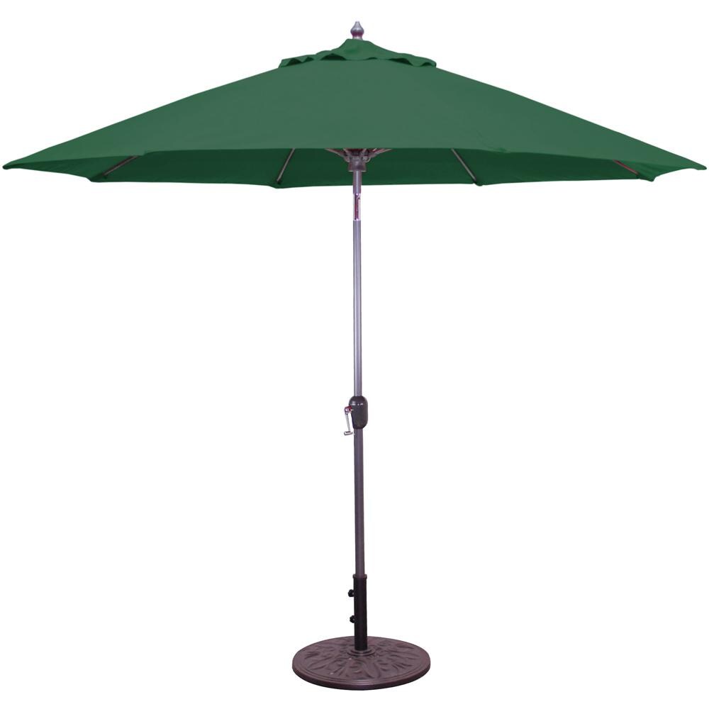 Galtech 9 Ft. Octagonal Aluminum Patio Market Umbrella W/ Crank Lift And Auto Tilt - Charcoal Frame W/ Sunbrella Canvas Forest Green Canopy
