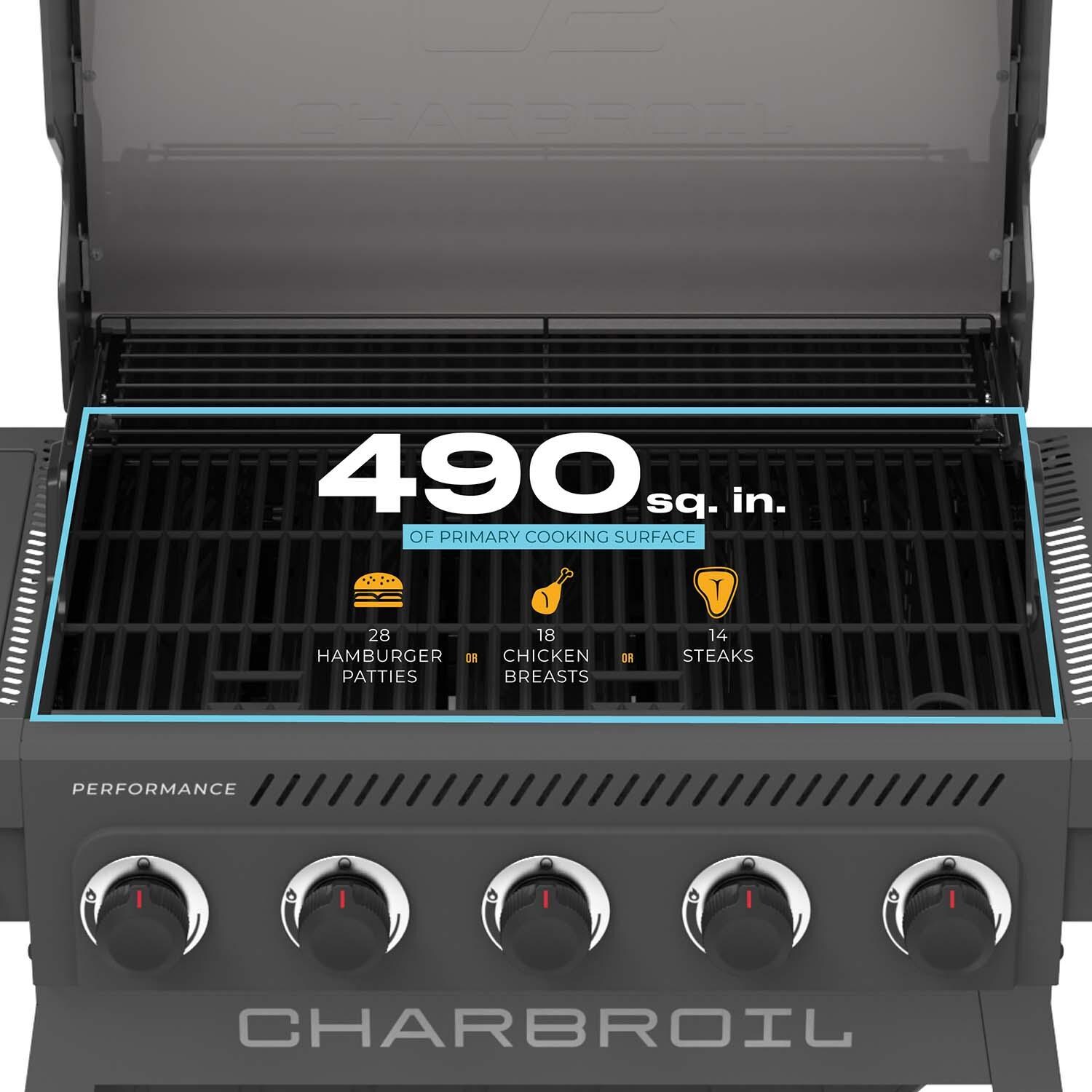 Charbroil 463463425 5-Burner Propane Grill Cart - Grey & Stainless - Capacity - Detail thumbnail