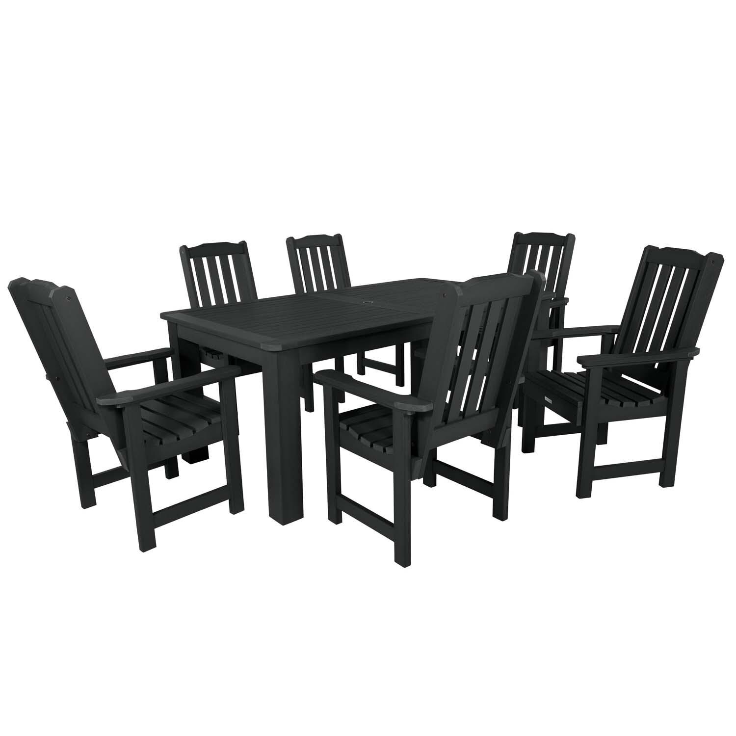 Hart Lane 7 Pc Rectangular Dining Set in Black By Lakeview Outdoor Designs - White Background thumbnail
