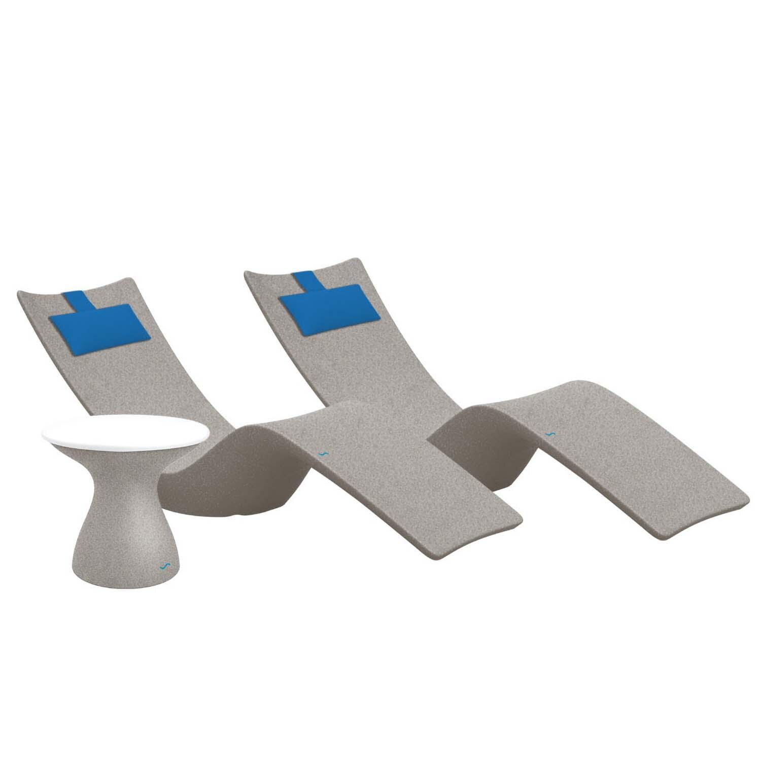 Autograph 3 Pc Set Polyresin Chaise Lounge Set in Sandstone/White w/ Capri Pillow by Ledge Lounger
