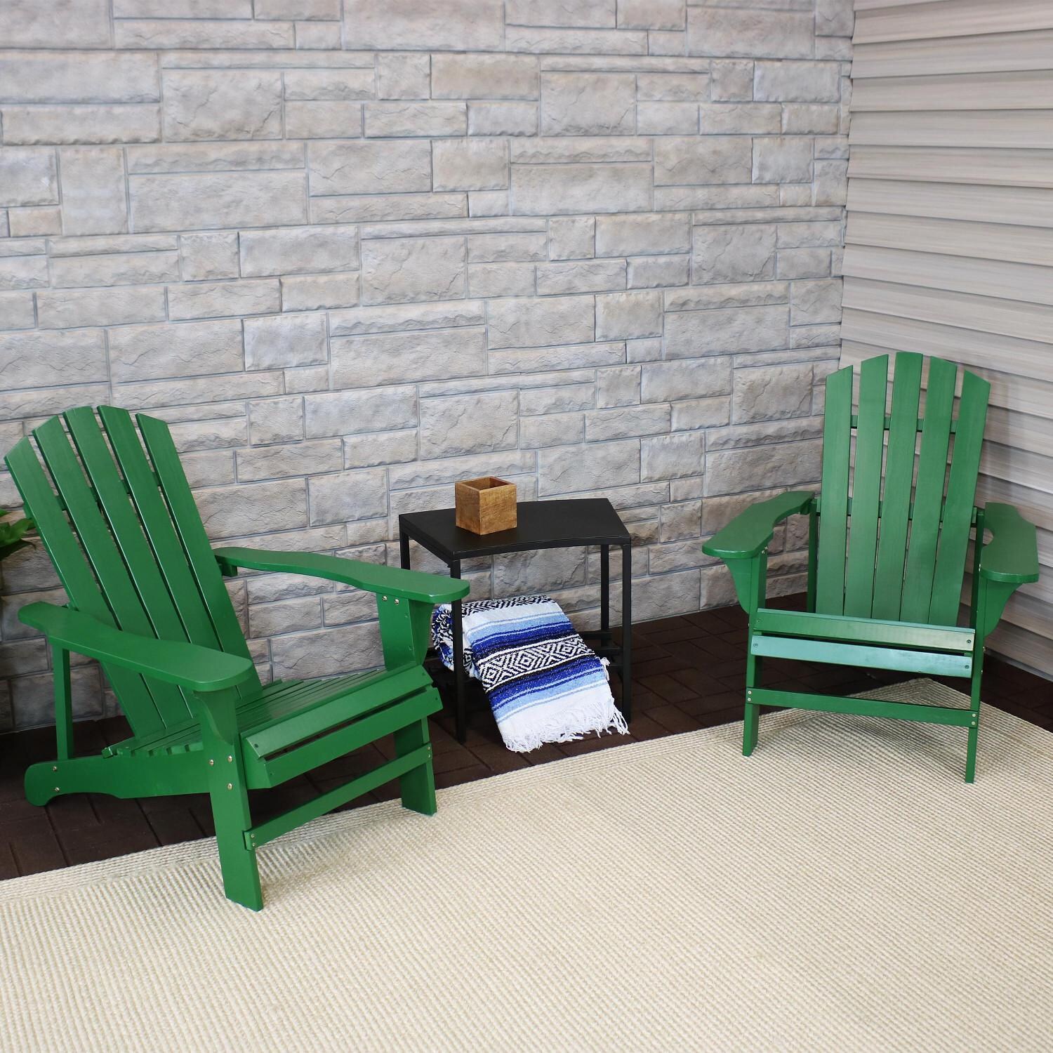 Ultimate Patio 2-Piece Wooden Adirondack Chair Set - Green - Lifestyle View thumbnail