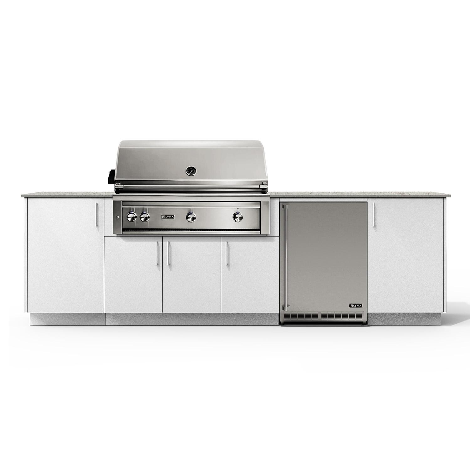 Urban Bonfire Horizon 42 Outdoor Kitchen w/ Lynx Propane Grill, Refrigerator, Keon Dekton Countertop & Chantilly Finish - B-Horizon-42-Lynx-Keon-Chantilly