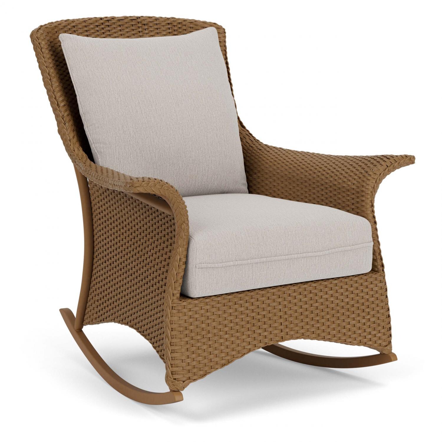 Lloyd Flanders Mandalay Lounge Rocker in Hickory Finish with Remy Cloud fabric - Angled thumbnail