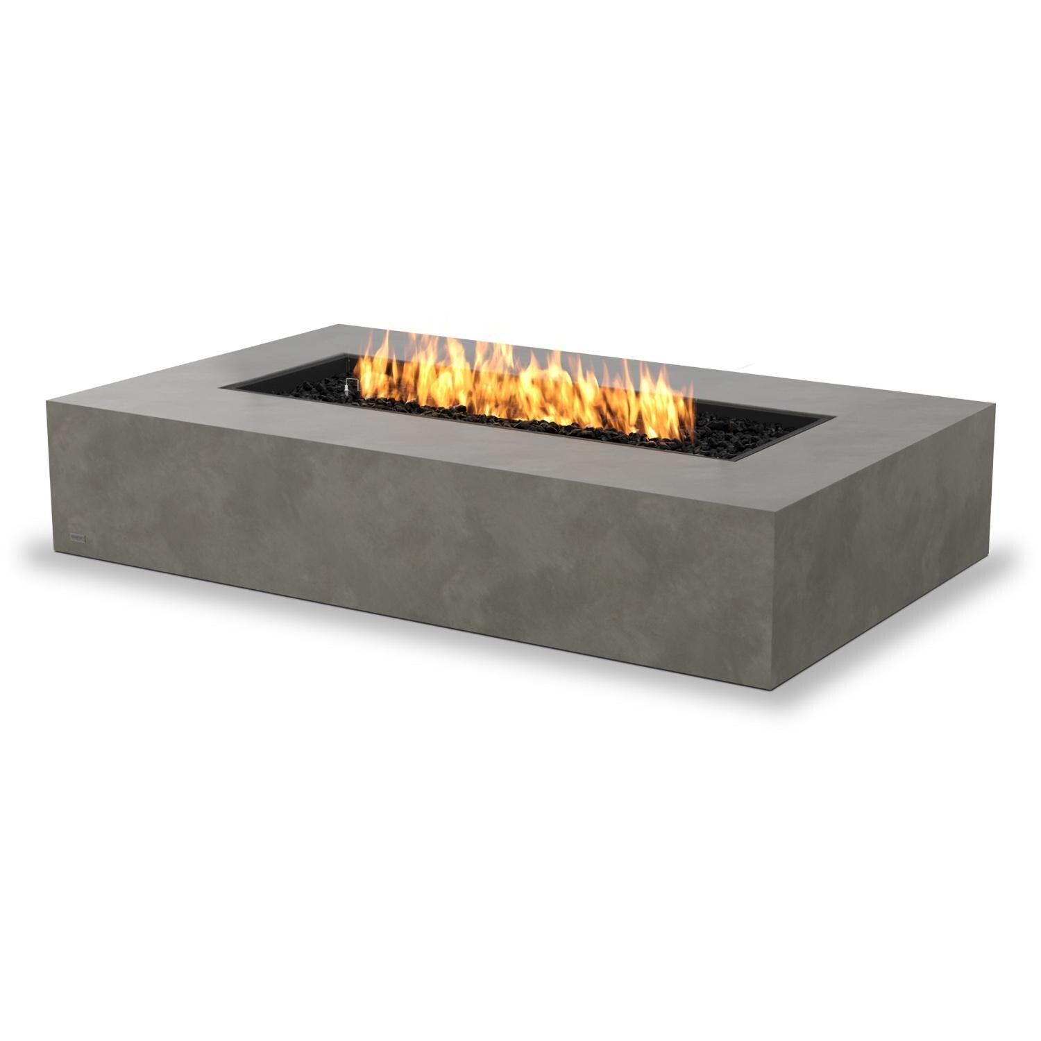 EcoSmart Fire ESF.O.WHF.65.NA Wharf 65 Inch Stainless Steel Burner Rectangle Concrete Ethanol Pit Table in Natural Concrete - On the Patio - Lifestyle thumbnail