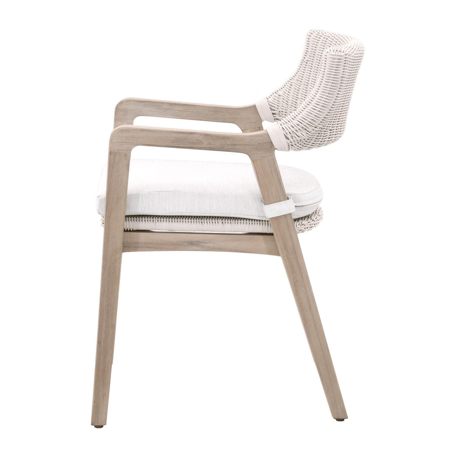 Lakeview Laurabelle Wicker Dining Arm Chair in White Speckle - Side View thumbnail