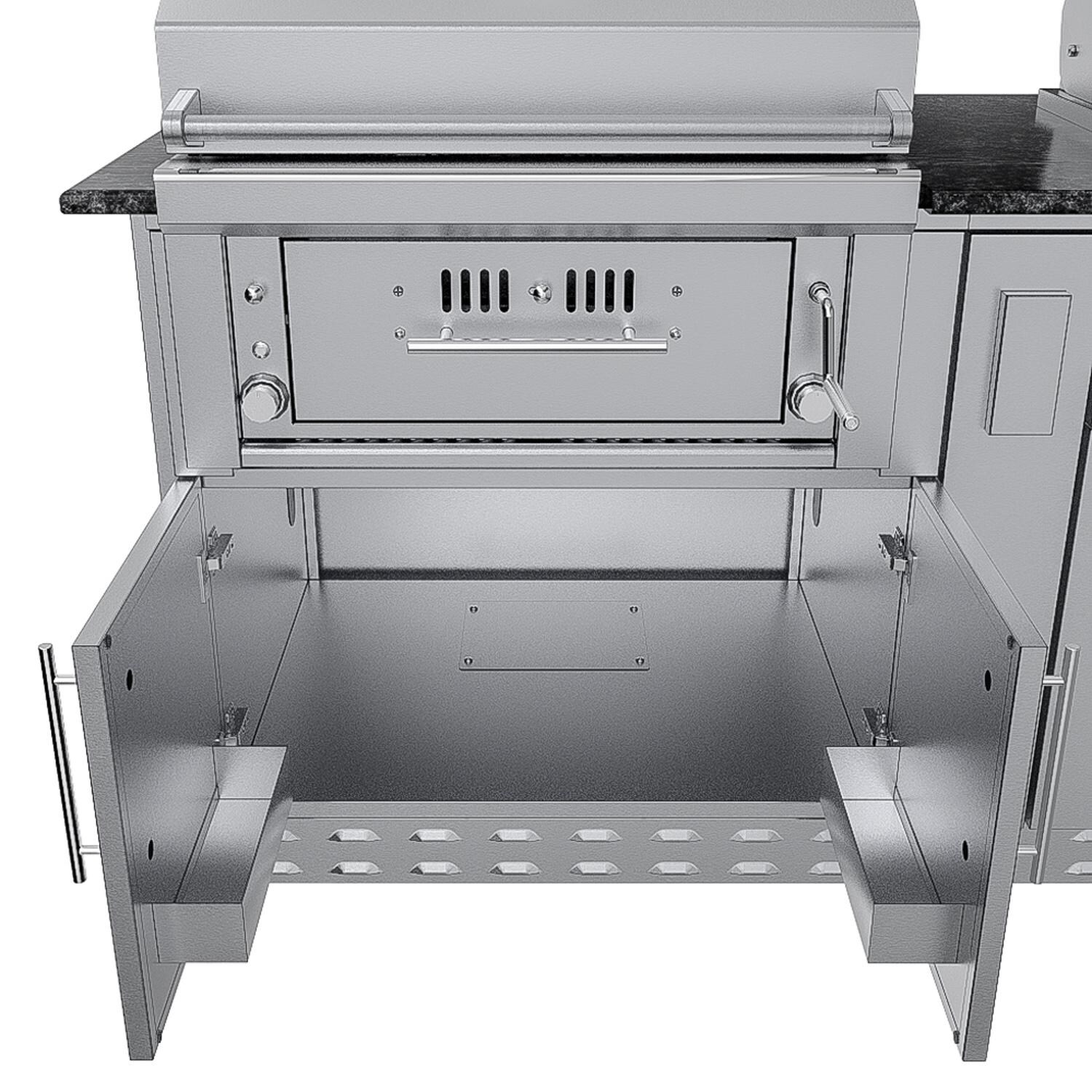 Sunstone Grills SCPHOUSTON9.8-NG Houston 9 1/2 Ft Outdoor Kitchen Island w/ Natural Gas Grill & Side Burner, Sink, Refrigerator, Door & Drawer - Double Doors - Detail thumbnail