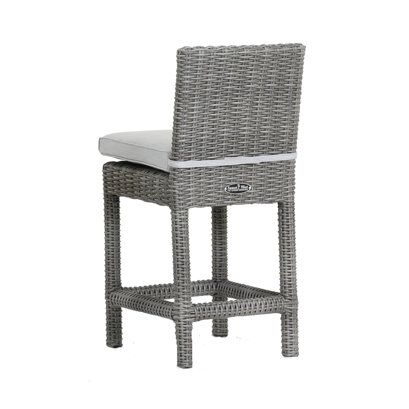 Emerald II Wicker Patio Counter Height Bar Stool -Back View thumbnail