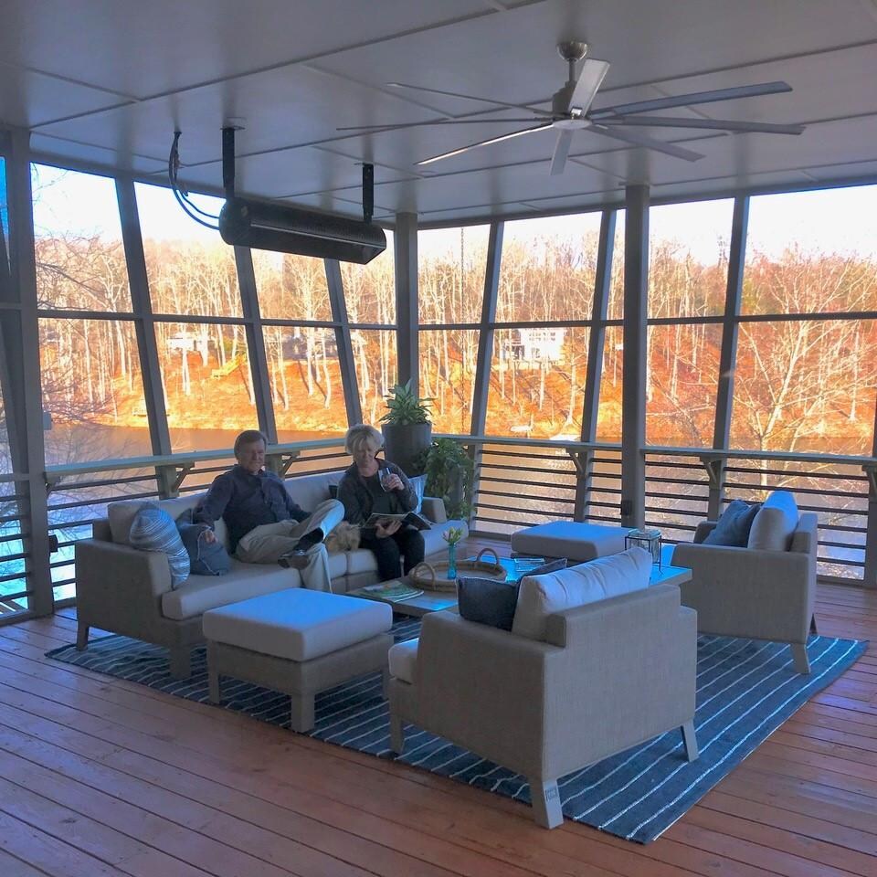 SunStar GLASS N10 SGL1560 48-Inch 35,000 BTU Propae Patio Heater - Couple Sitting On Porch - Lifestyle thumbnail