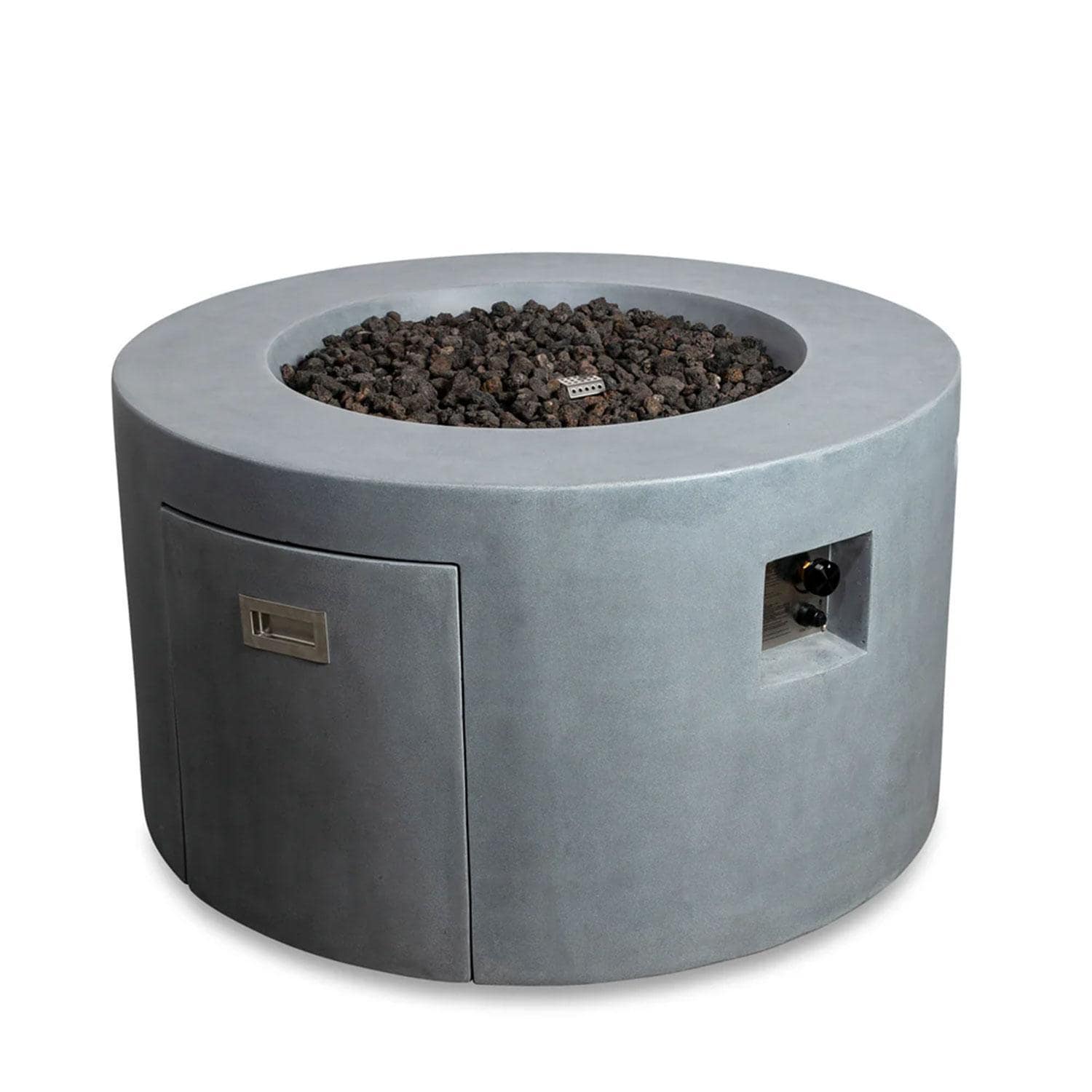 Glenwood 42-in Round Concrete Propane Fire Pit w/ Push Button Ignition in Natural Gray by Lakeview Outdoor Designs - Hidden Propane Tank Location - Off - White Background thumbnail