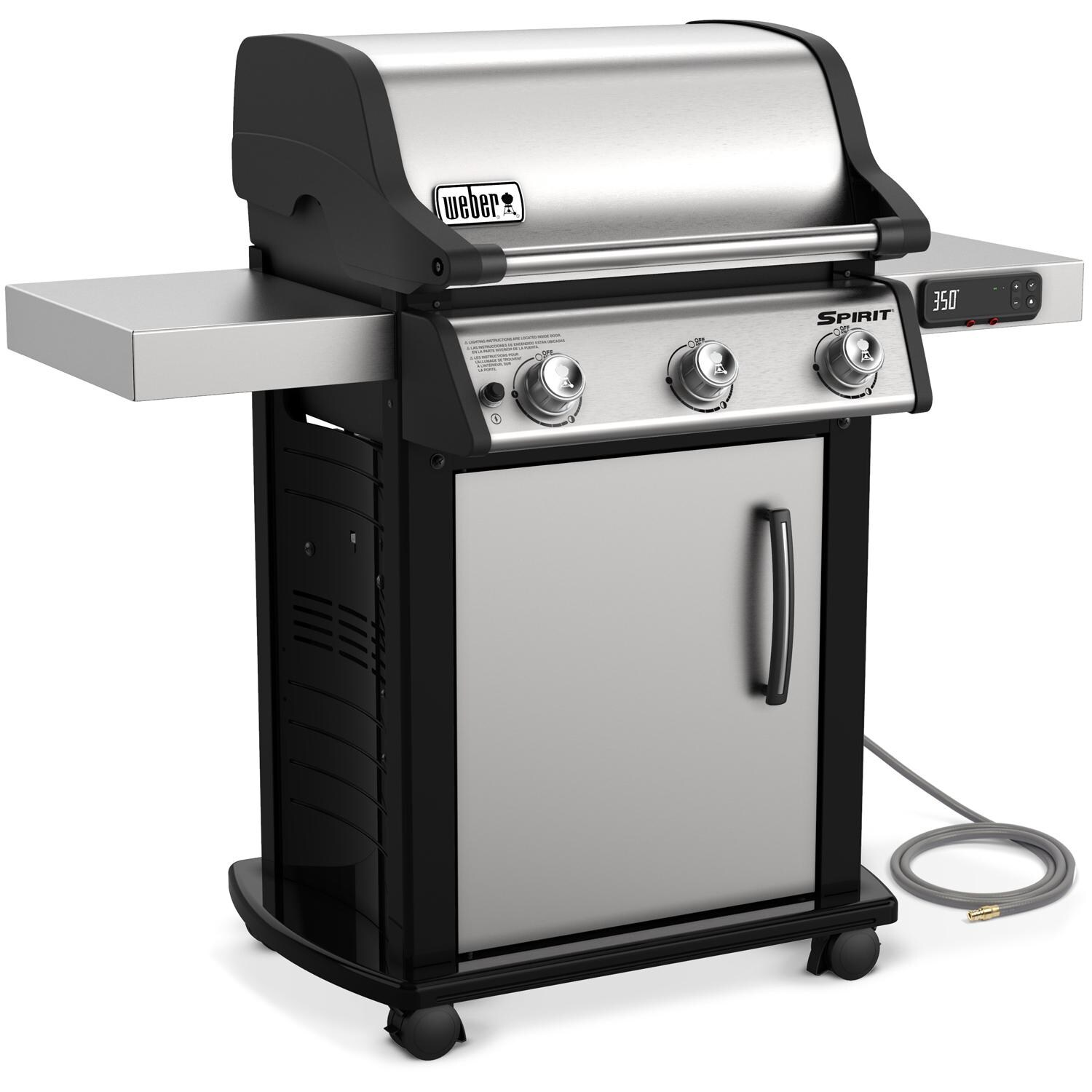Weber Spirit 47502401 SX-315 Freestanding Natural Gas Smart Grill - Stainless Steel - Left-Side Angled View thumbnail
