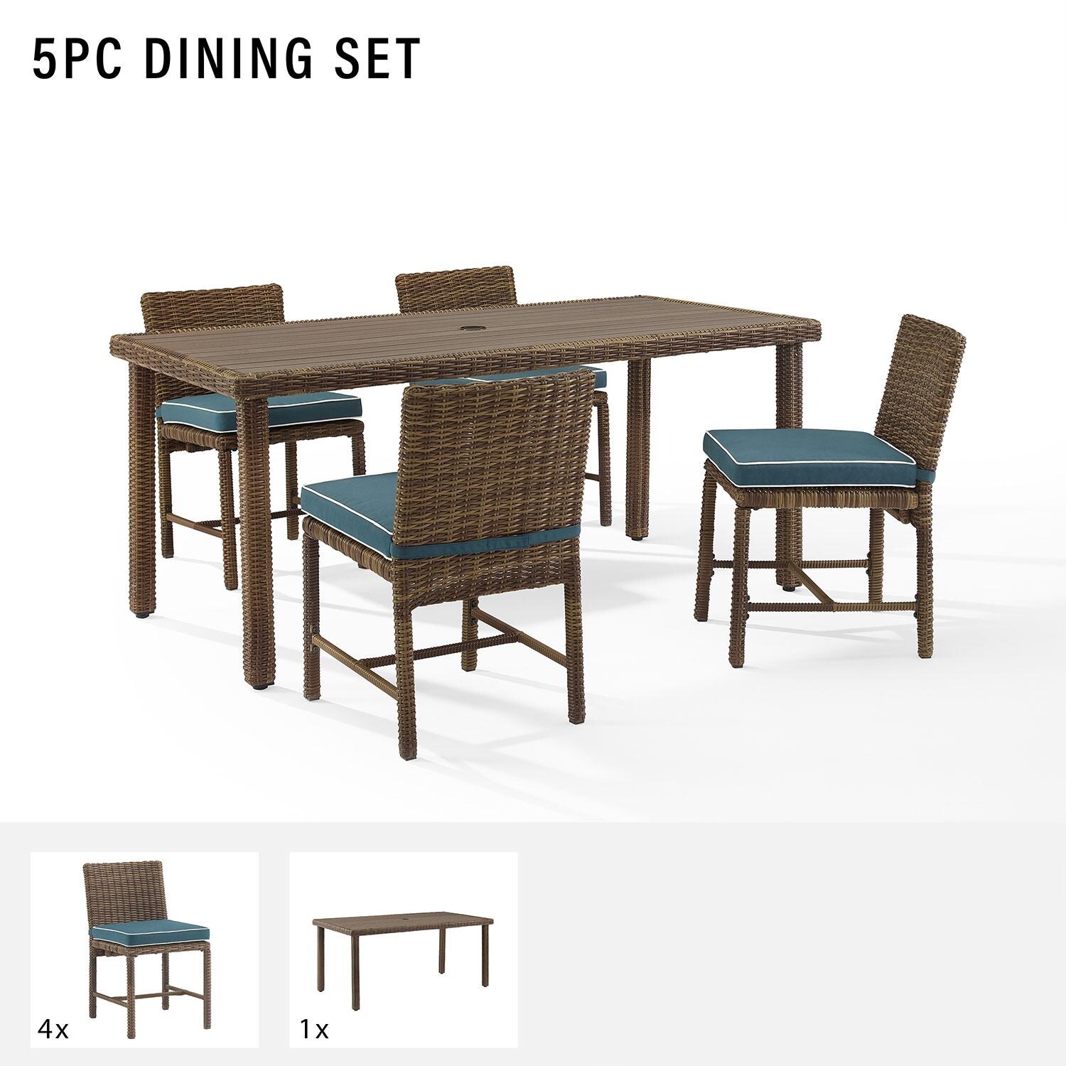 Ultimate Patio UP-92660WB-NV 5Pc Wicker Outdoor Dining Set in Navy - Included in Set (Four Dining Chairs & Dining Table) - Diagram thumbnail