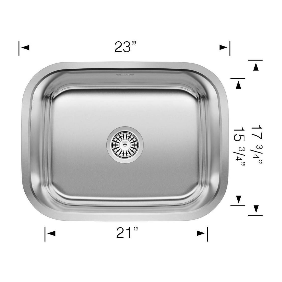 Blanco 441398 Stellar 23 X 18 Inch Single Bowl Sink - Stainless Steel - Dimensional thumbnail