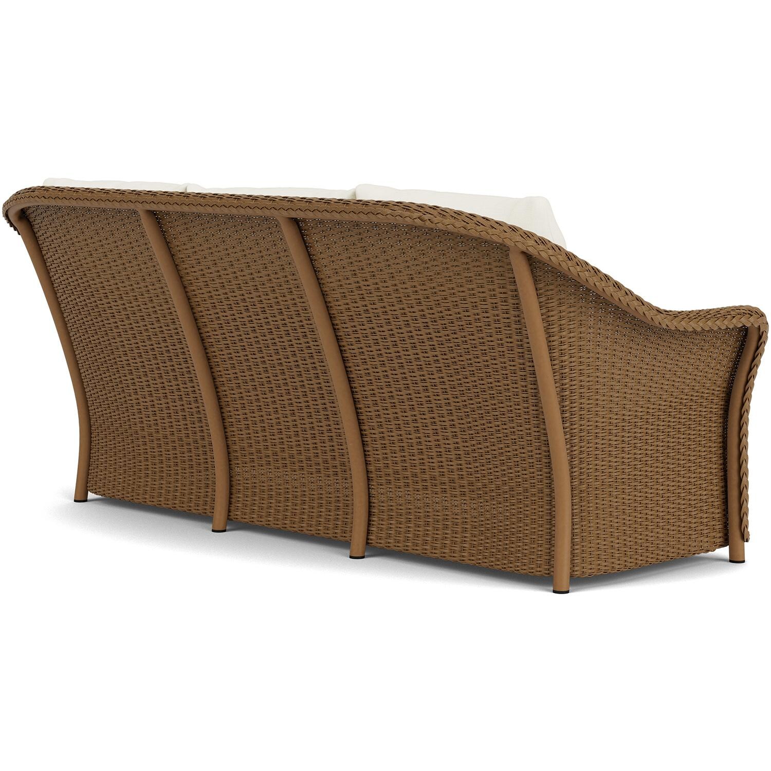 Lloyd Flanders Weekend Retreat Sofa in Hickory Finish W/ Sailcloth Salt Fabric - Back Right thumbnail