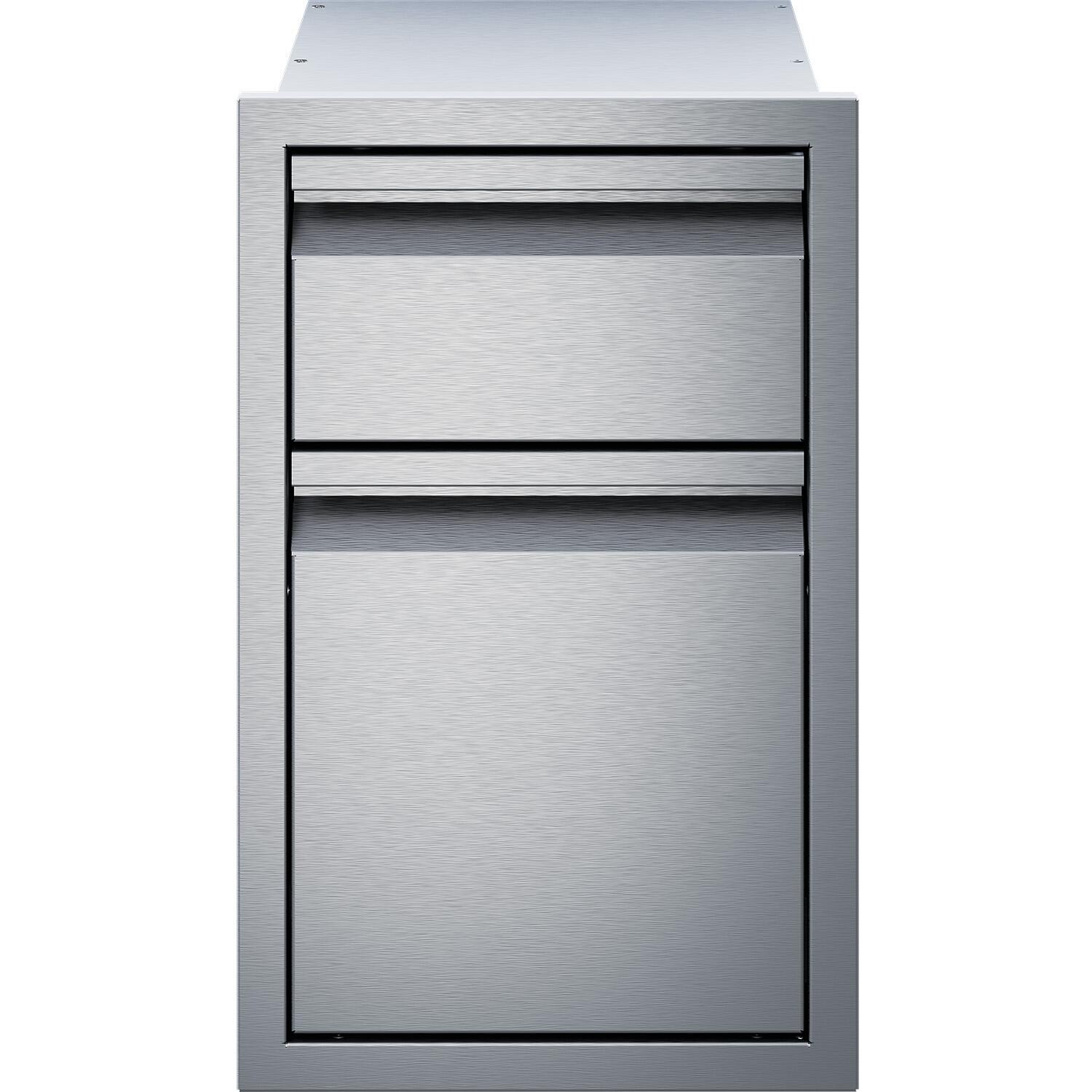 Twin Eagles TESD132-B 13-in Stainless Steel Double Access Drawer - White Background thumbnail