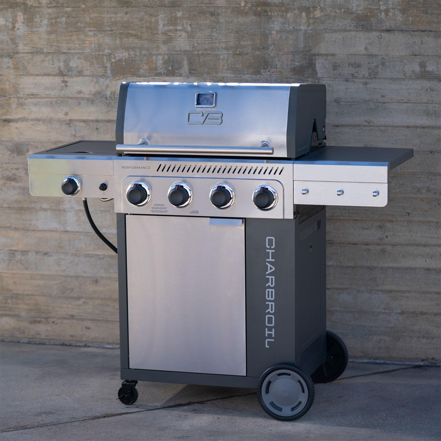 Charbroil 463348725 Performance Series 4-Burner Propane Grill Cabinet W/ Side Burner - Stainless Steel - Lifestyle thumbnail