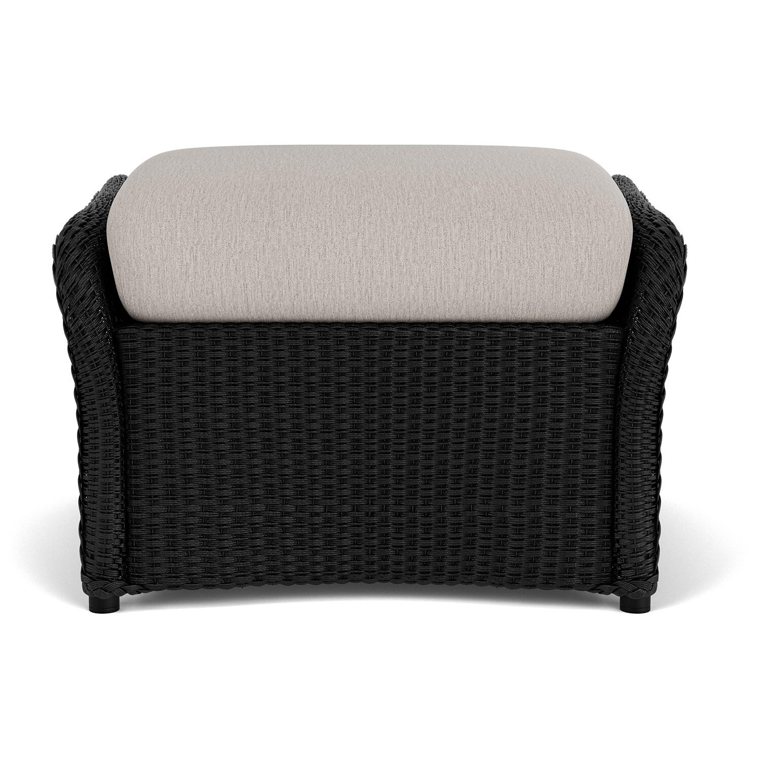 Weekend Retreat Lloyd Loom Ottoman in Ebony/Remy Cloud by Lloyd Flanders