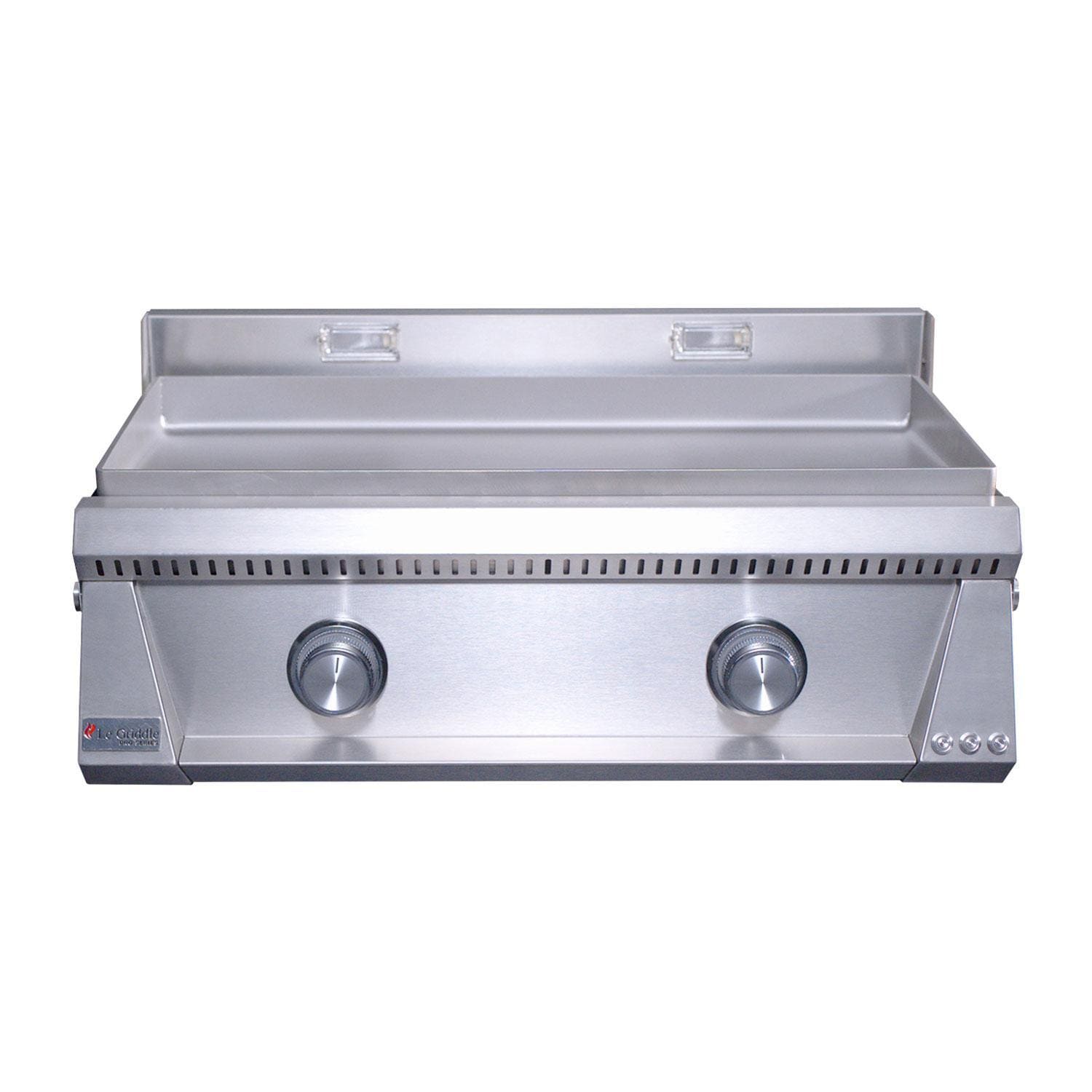 Le Griddle Pro Series 75 30-in 2 Burner Built-In Propane Flat Top Grill w/ 6mm Plate & Lid - Knobs - White Background thumbnail