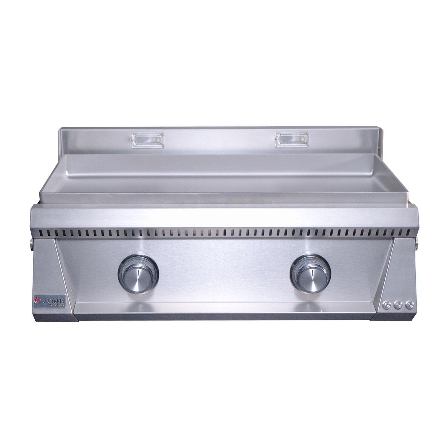 Le Griddle Pro Series 75 30-in 2 Burner Built-In Propane Flat Top Grill w/ 6mm Plate & Lid - Knobs - White Background thumbnail