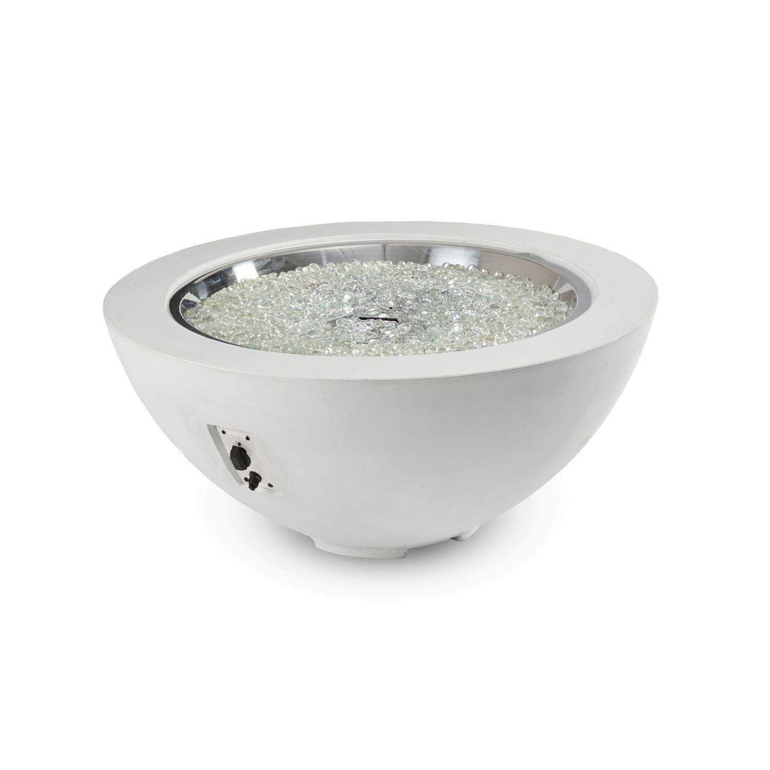 Villa View 42 Inch Round GFRC Propane Fire Bowl w/ Electronic Ignition in White by Lakeview Outdoor Designs - Off - White Background thumbnail
