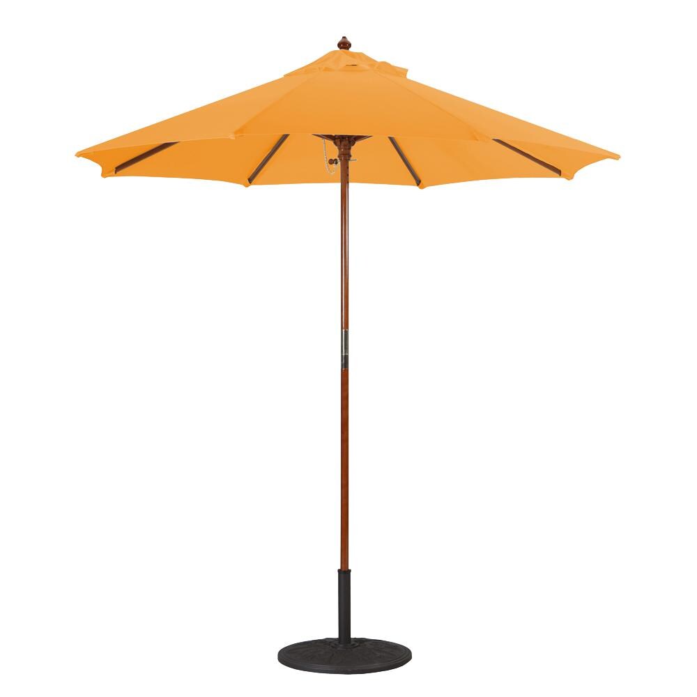 Galtech 7.5 Ft. Octagonal Hardwood Patio Market Umbrella W/ Push Lift - Dark Wood W/ Sunbrella Canvas Tangerine Canopy