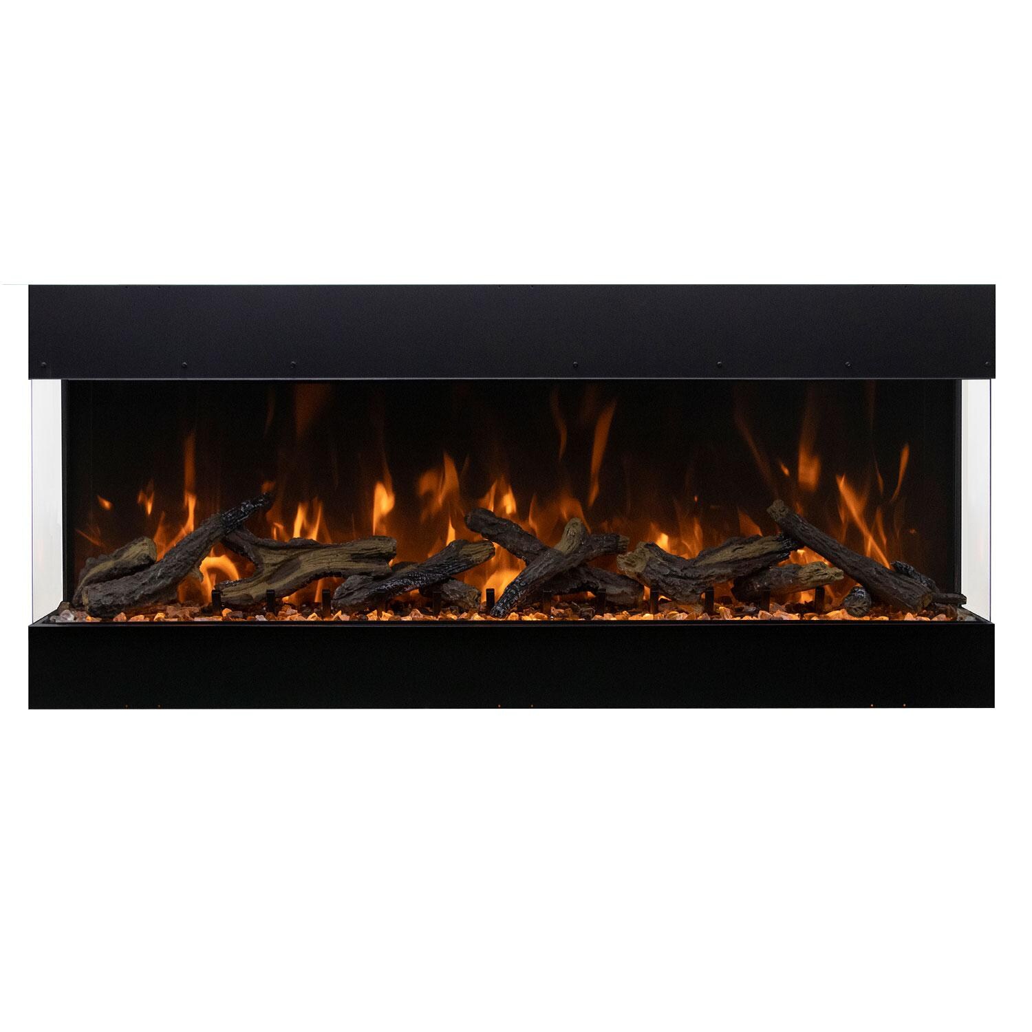 Amantii Tru View Bespoke 85-Inch Built-In Indoor/Outdoor WiFi Enabled, Bluetooth Capable Three Sided Electric Fireplace W/ 20-Inch Tall Glass Viewing - TRV-85-BESPOKE
