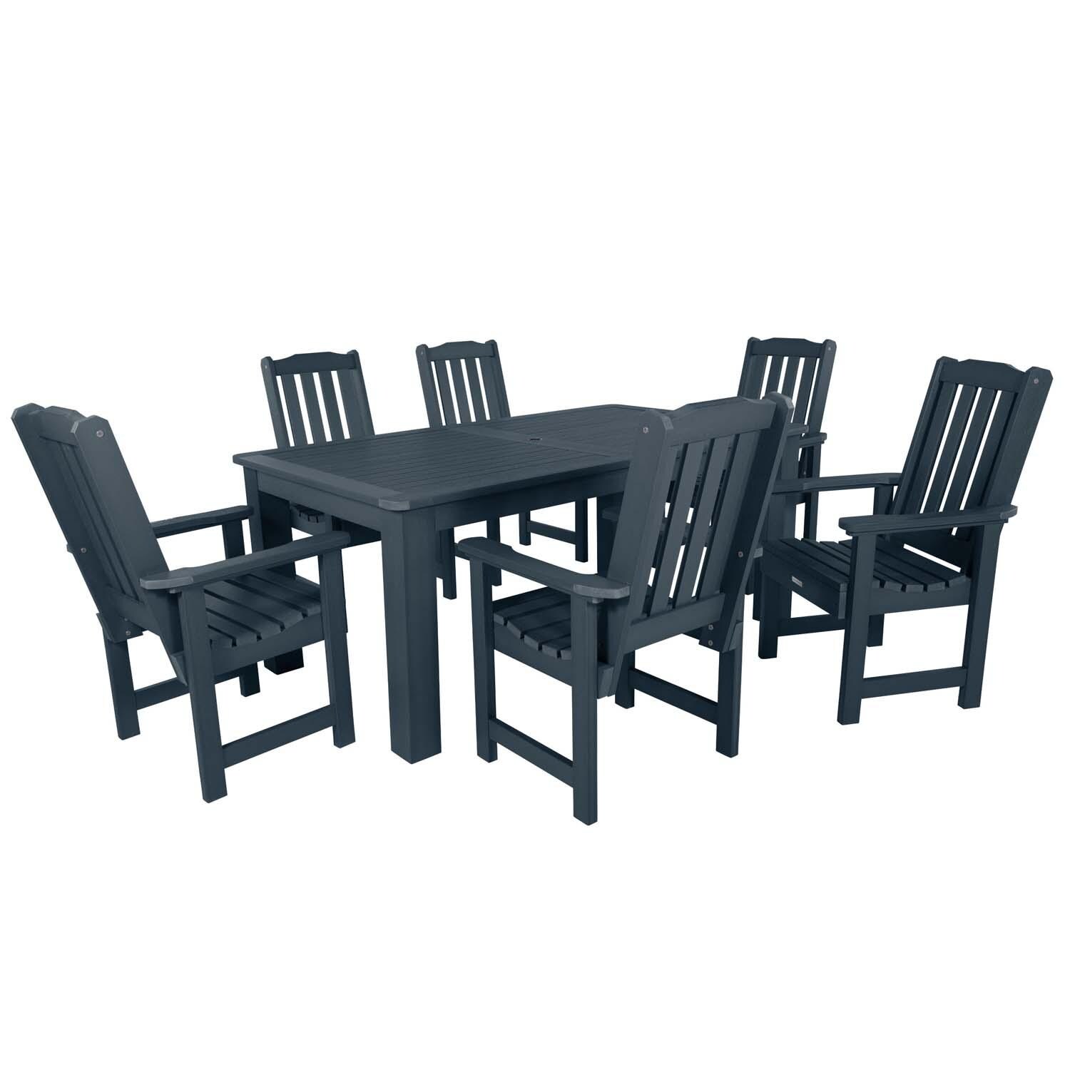 Hart Lane 7 Pc Rectangular Dining Set in Federal Blue By Lakeview Outdoor Designs - White Background thumbnail