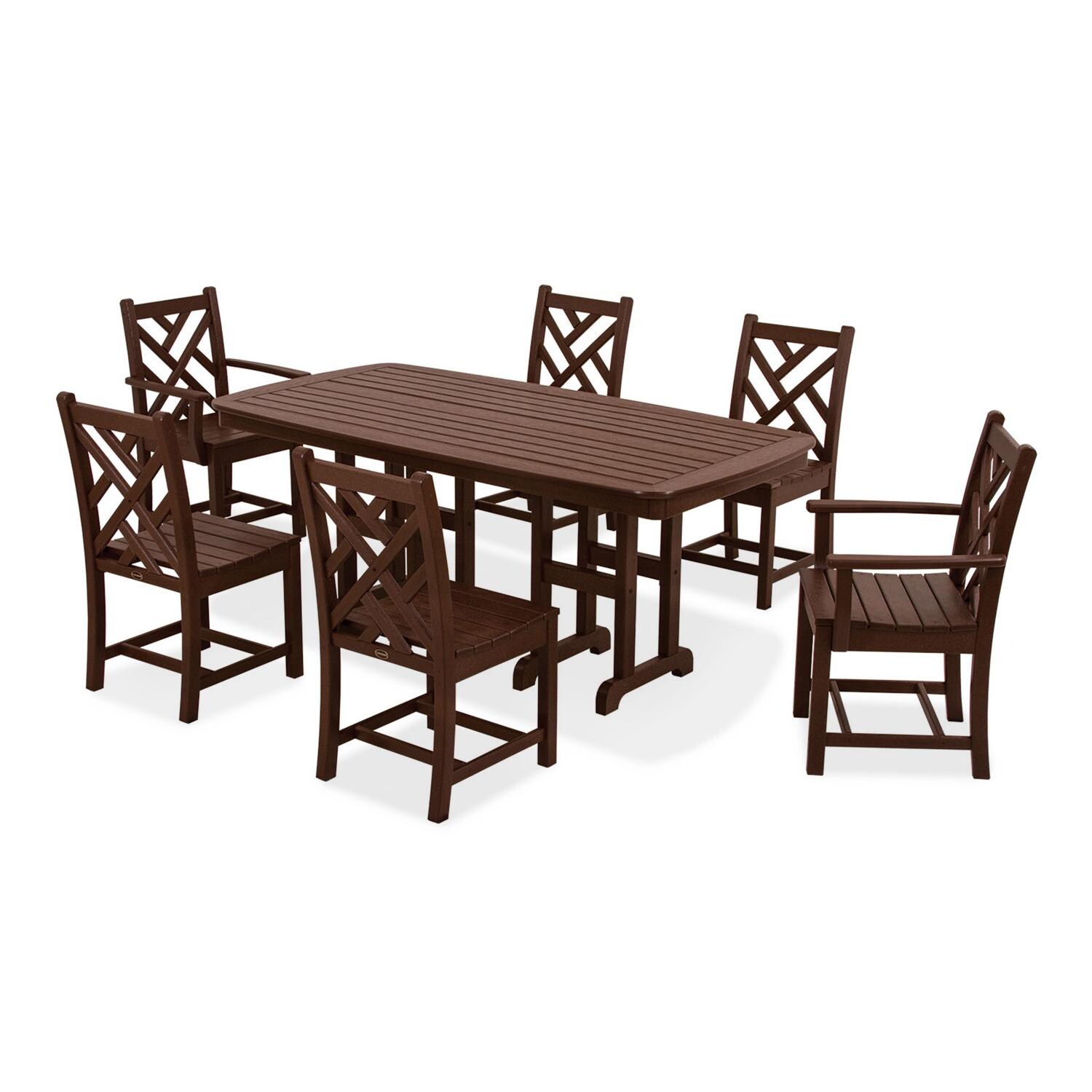 Chippendale 7 Piece Mahogany Recycled Plastic Wood Patio ...