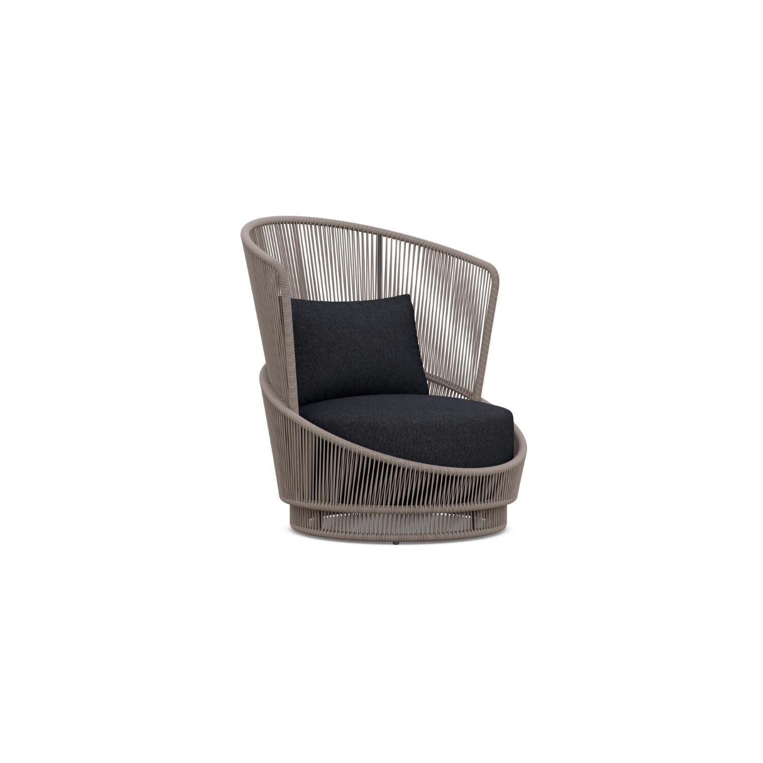 Palma Woven Rope Swivel Club Chair in Mocha/Midnight by Azzurro Living ...