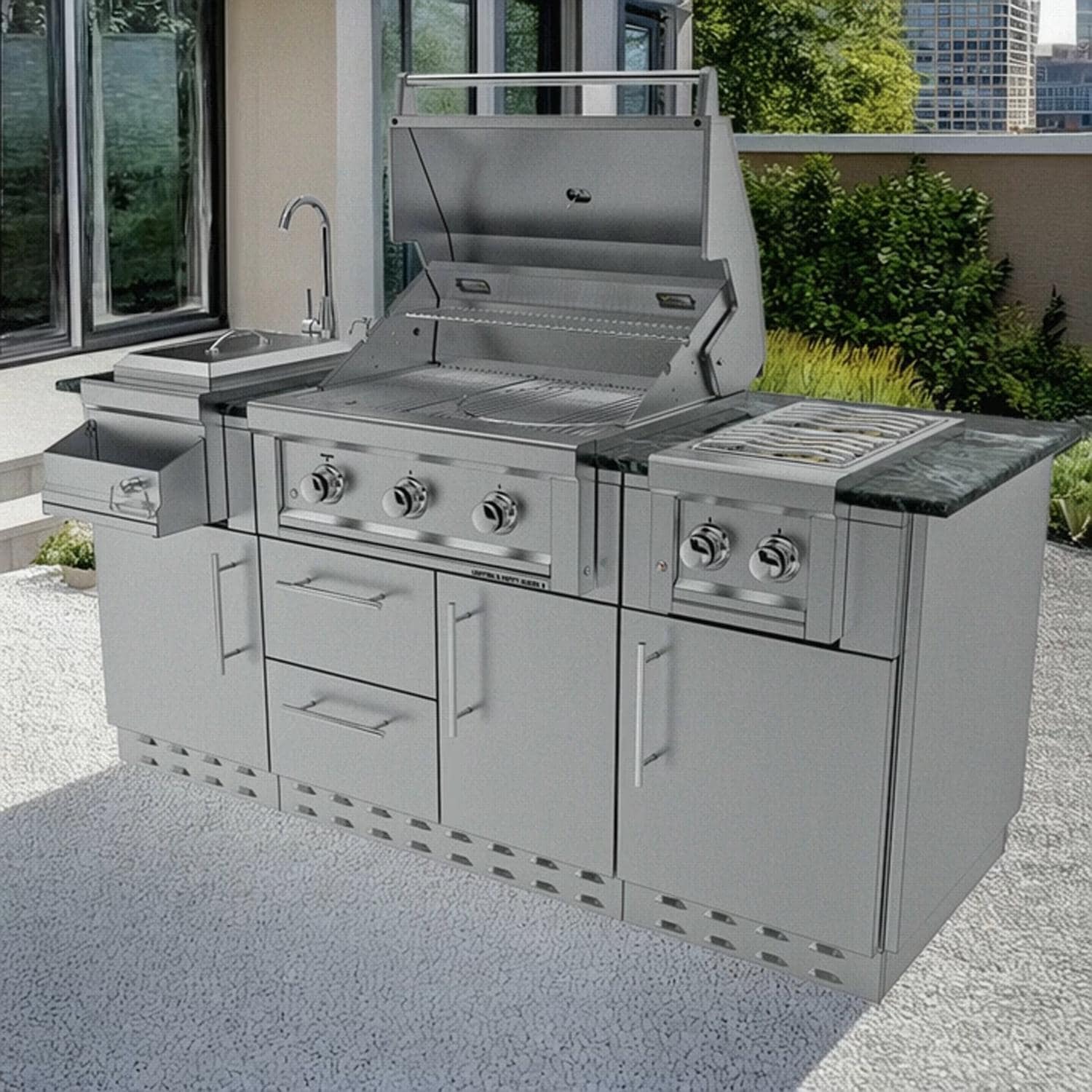 Sunstone Grills Caprice 6 1/2 Ft Outdoor Kitchen Island w