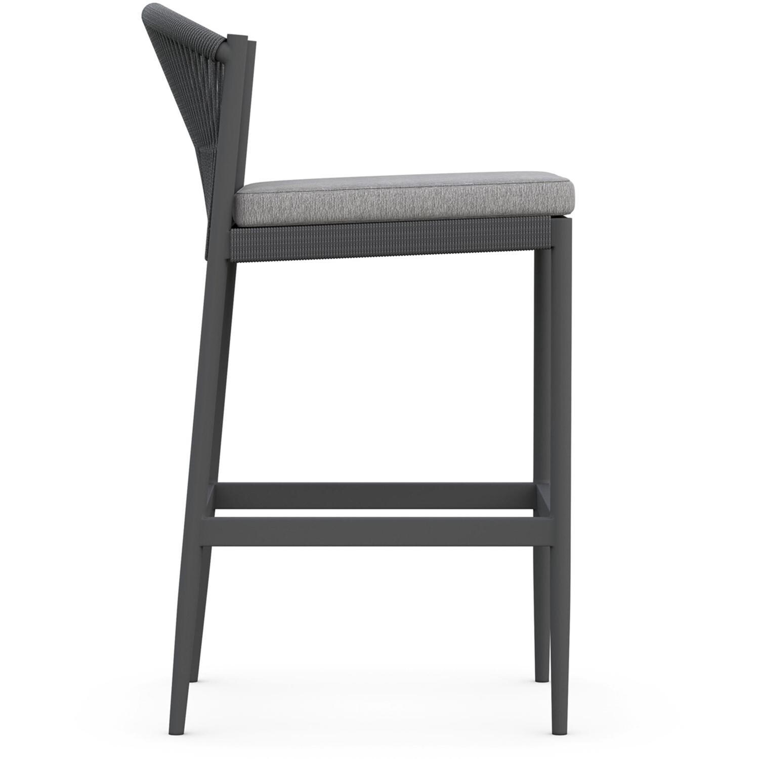 Azzurro Living Catalina Woven Rope Bar Stool in Ash/Fog - Side - White Background thumbnail