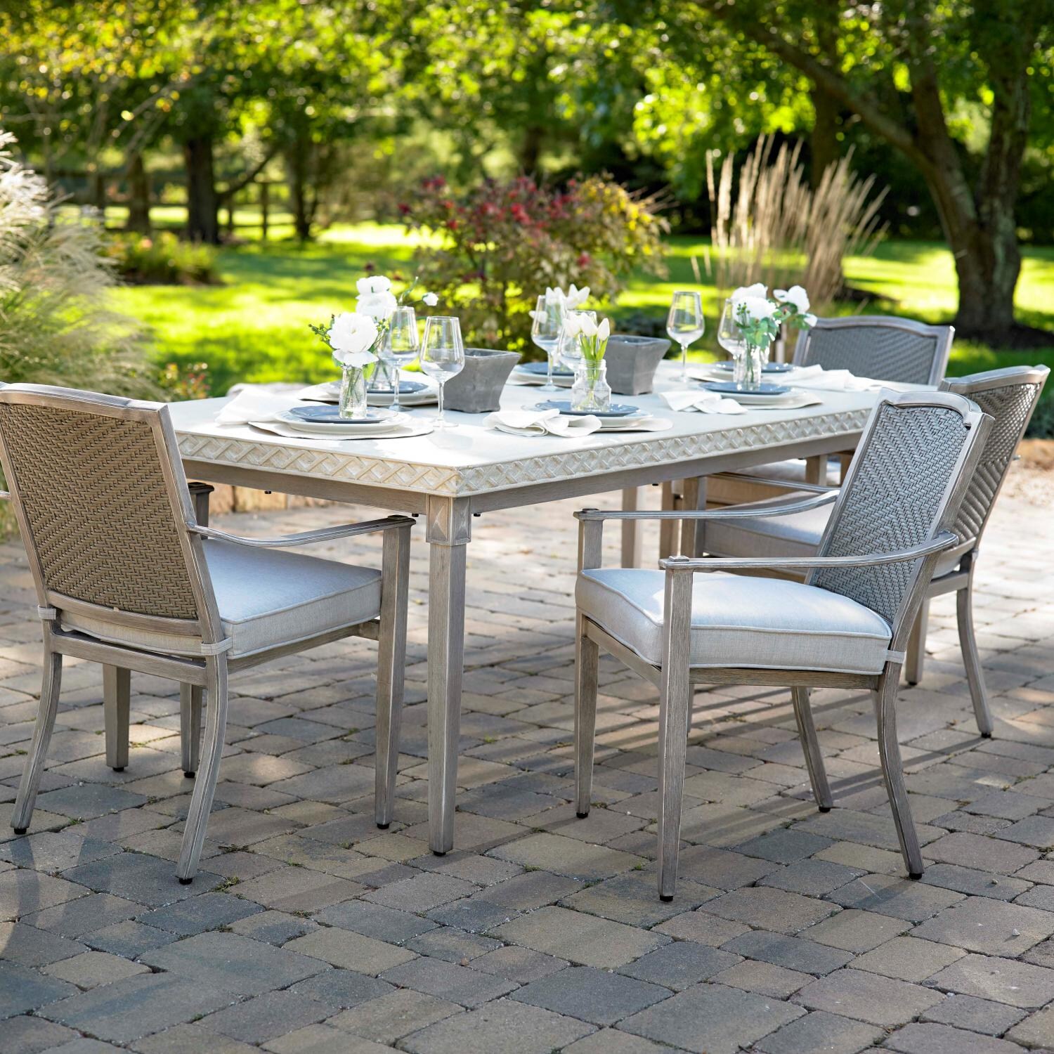 Plank & Hide Pelham Cast Aluminum 84 X 42 Inch Rectangular Patio Dining Table - On the Patio thumbnail