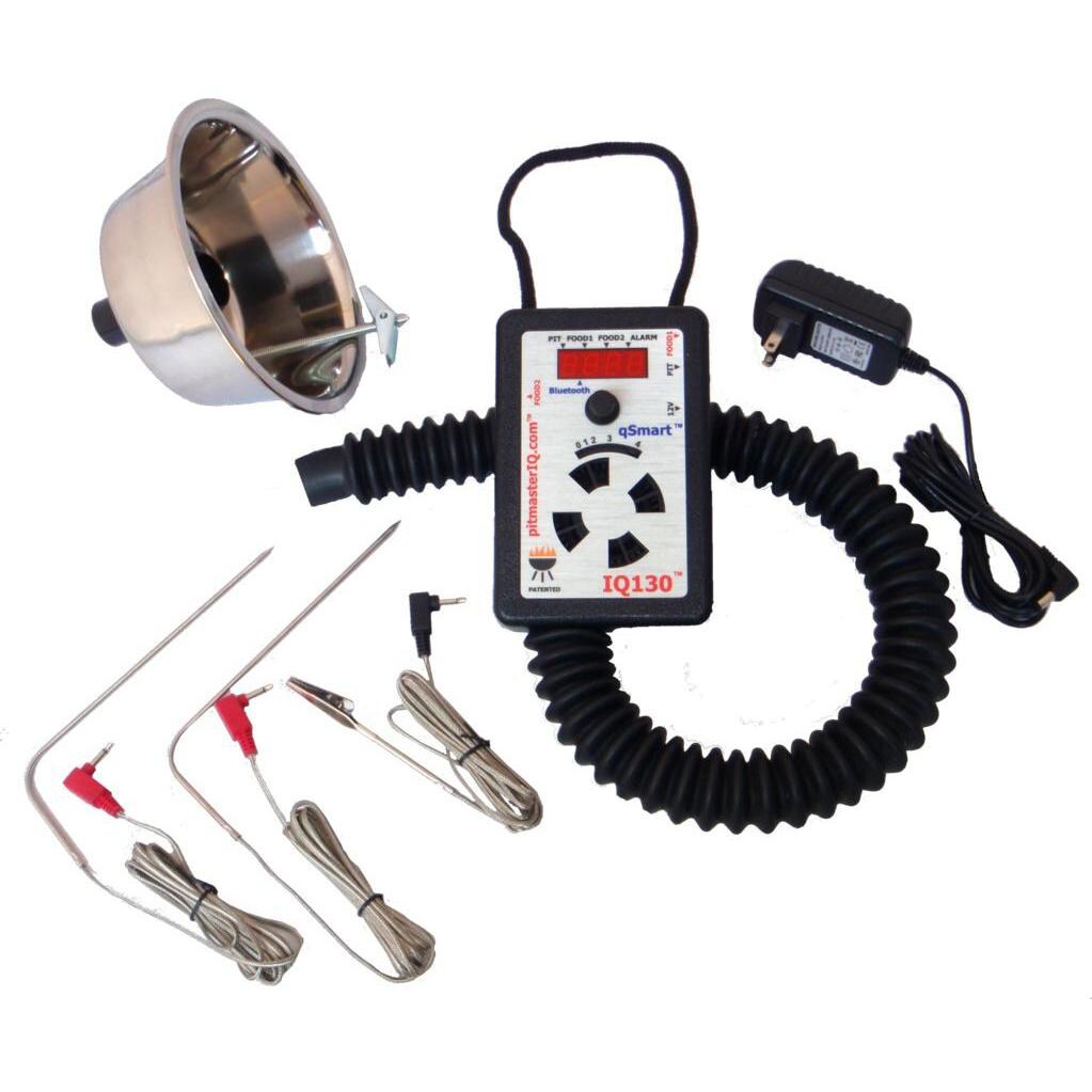PitmasterIQ IQ130 Bluetooth Dual Probe BBQ Temperature Regulator Kit W/ Standard Pit Adapter
