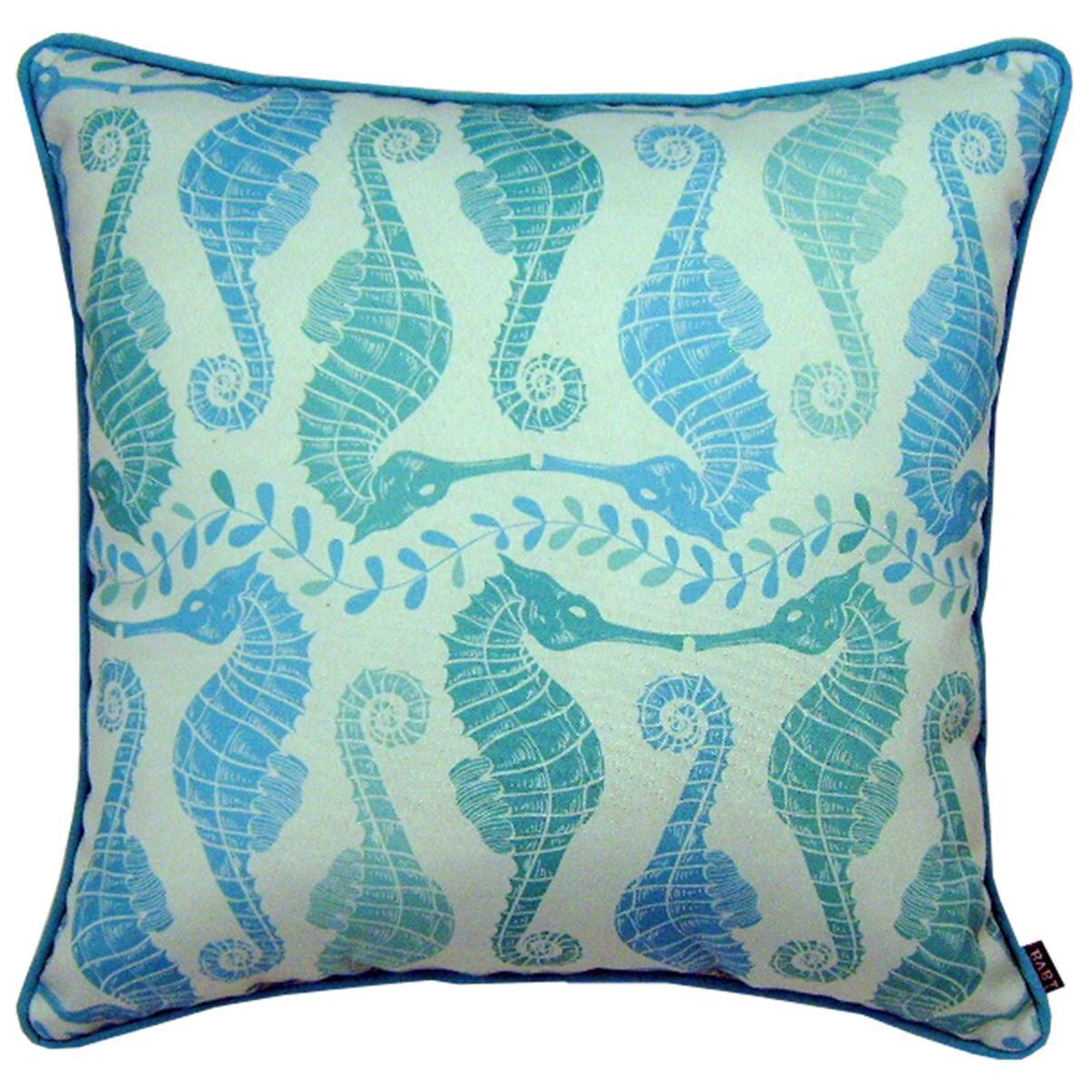 Seahorse Kiss Outdoor Throw Pillow W/ Piping By Lava Pillows - 18 X 18