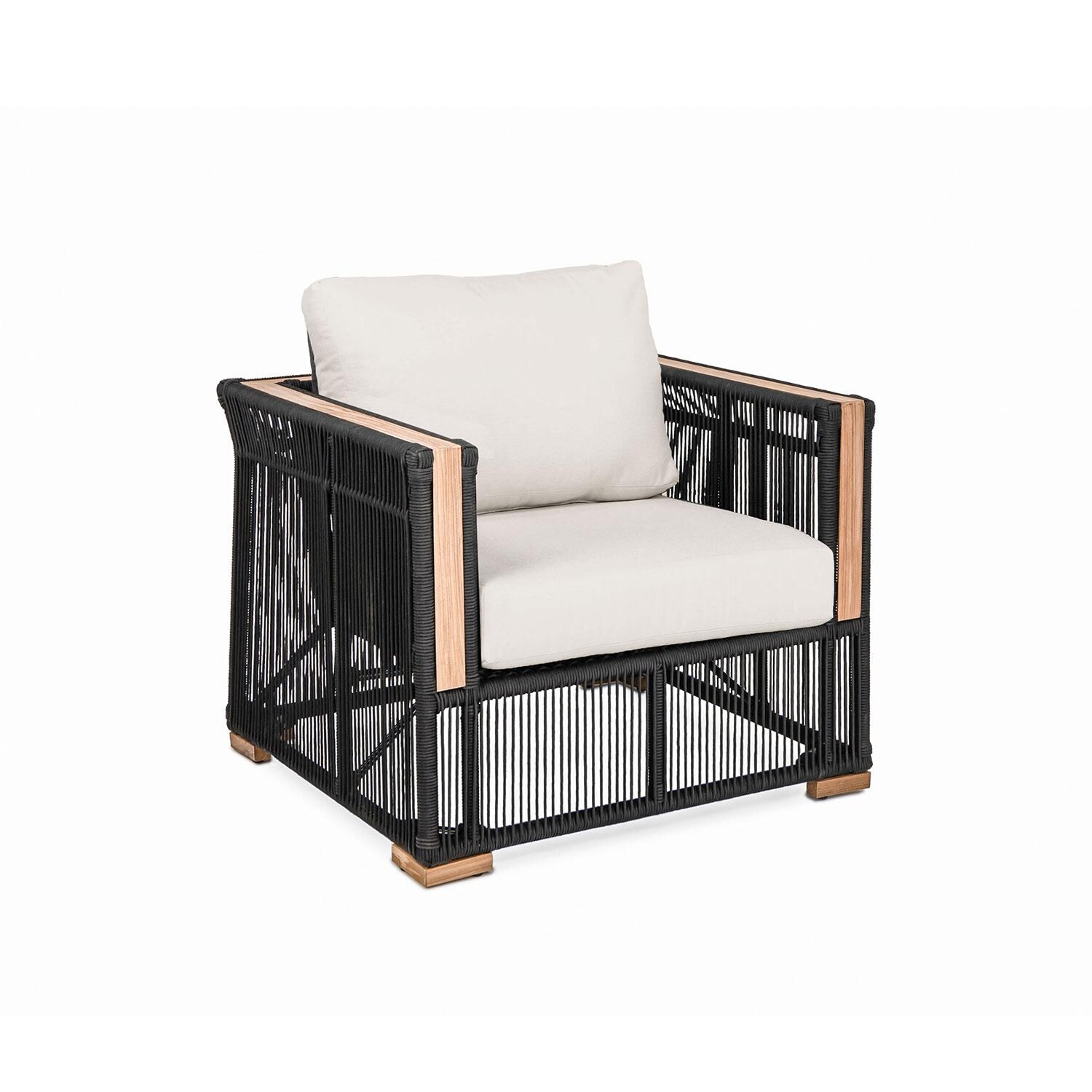 Pelican View Woven Rope Club Chair in Silver by Lakeview Outdoor Designs - Angled - White Background thumbnail