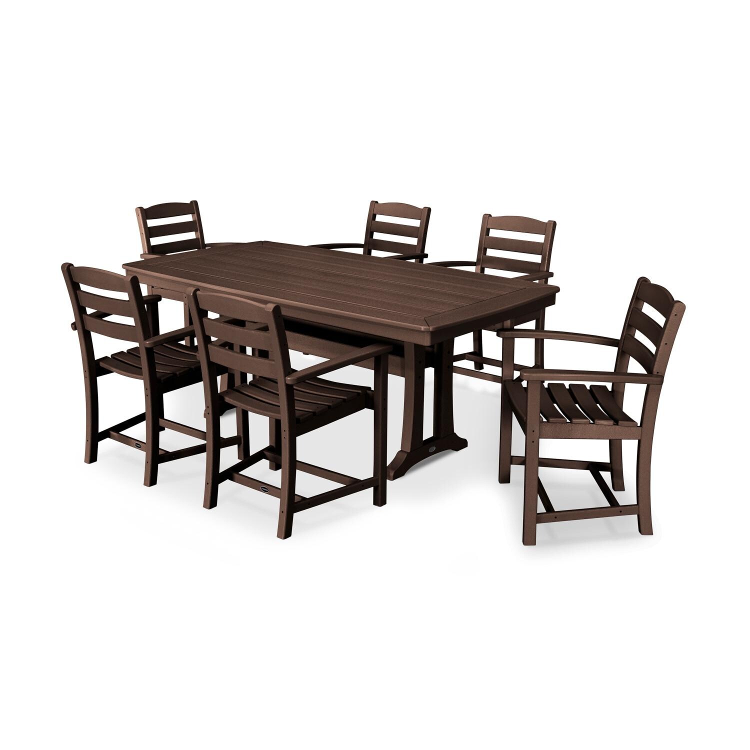POLYWOOD La Casa Cafe Mahogany 7 Piece Arm Chair Dining Set thumbnail