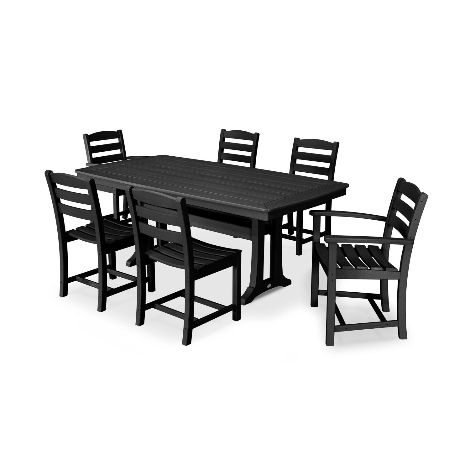 POLYWOOD La Casa Cafe 7 Piece Rectangular Dining Set - Black