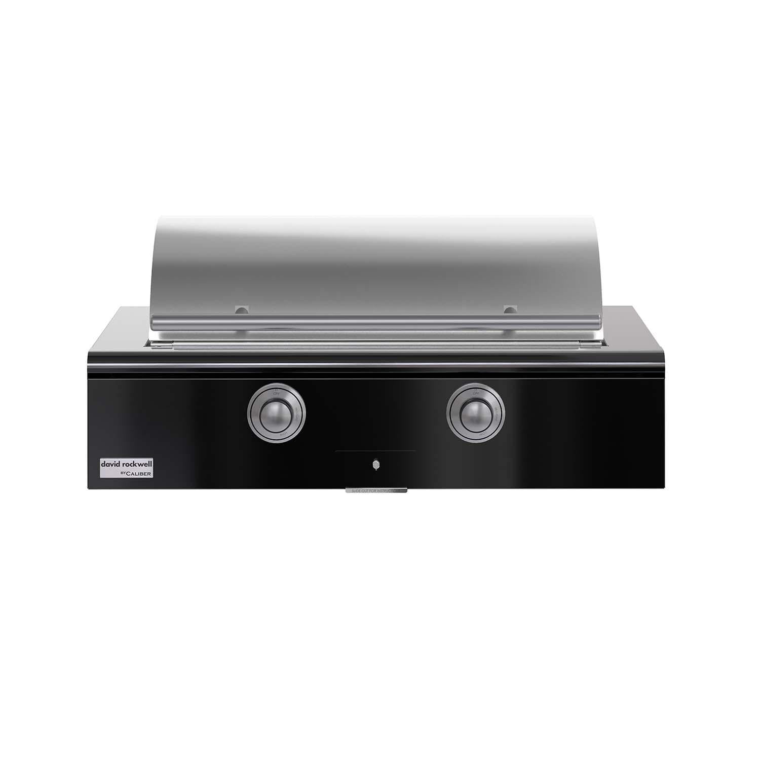 Caliber CRG-42BN00-A-044-H04 42-in Natural Gas Built-In Rockwell Grill - Gloss Black w/ Stainless Steel Hardware - Lid Closed - White Background thumbnail