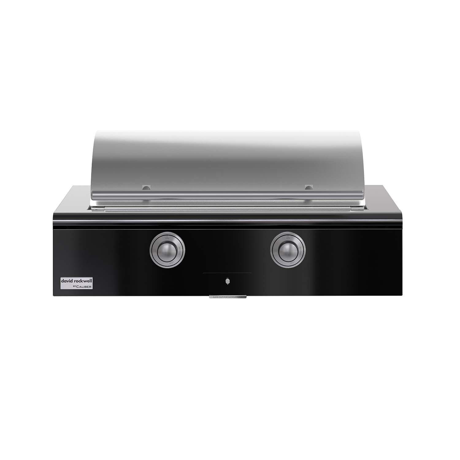 Caliber CRG-42BL00-A-044-H04 42-in Propane Built-In Rockwell Grill - Gloss Black w/ Stainless Steel Hardware - Lid Closed - White Background thumbnail