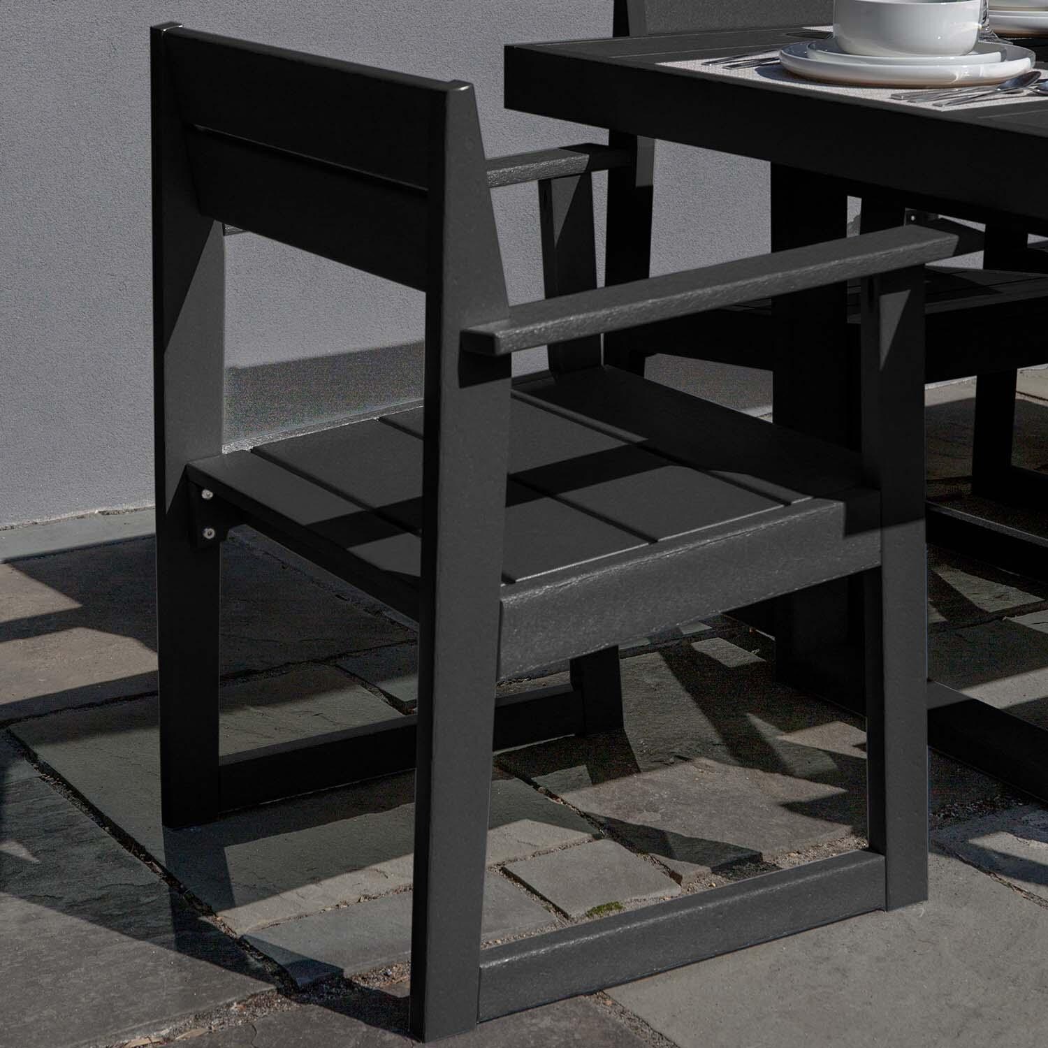 Hazel Cove 7 Pc Recycled Plastic Dining Set in Black Sand by Lakeview Outdoor Designs - Chair - Detail thumbnail