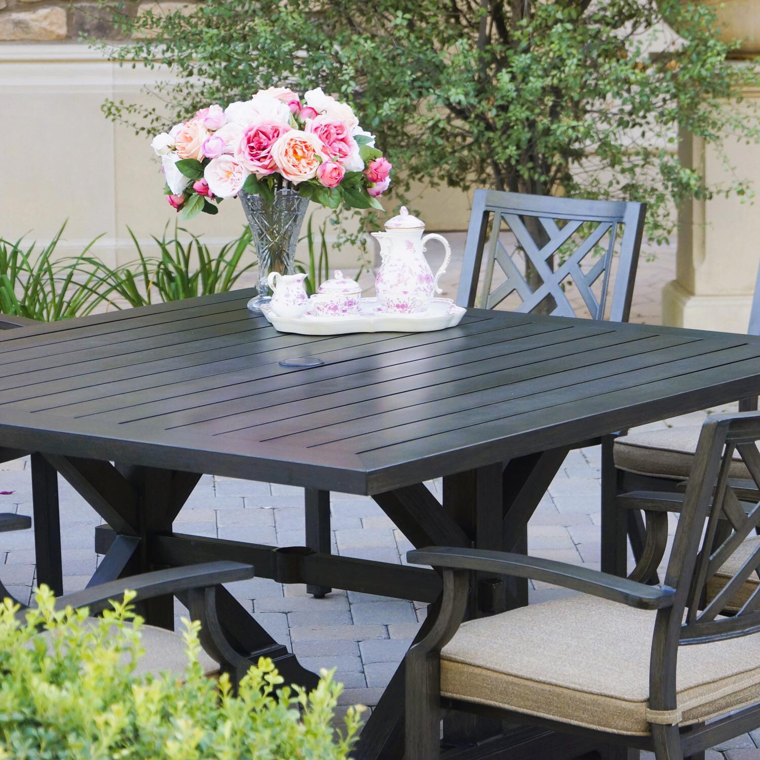 Darlee Brooklyn 60-Inch Cast Aluminum Patio Square Dining Table - Lifestyle thumbnail
