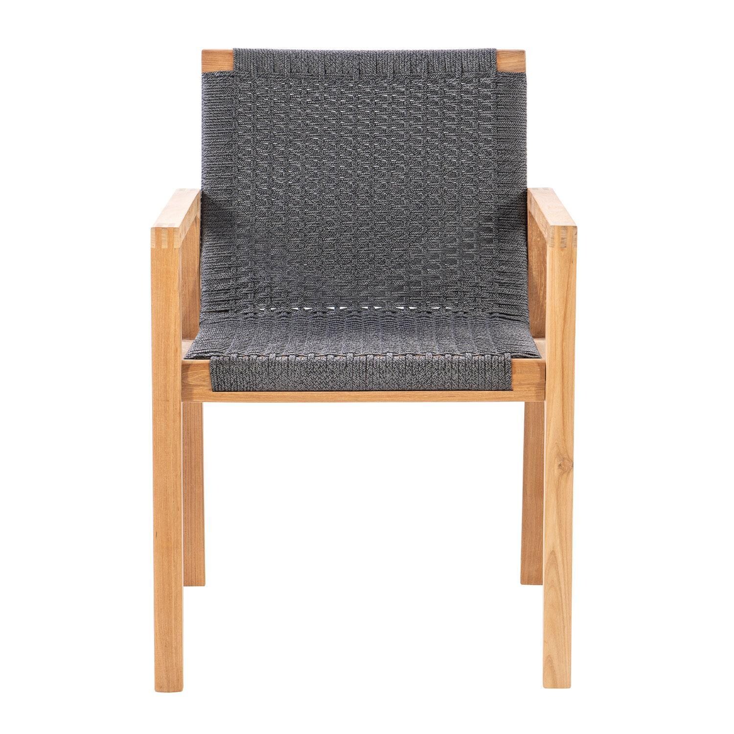 Admiral Rope Dining Chair in Charcoal Grey By Royal Teak Collection - Display - White Background thumbnail