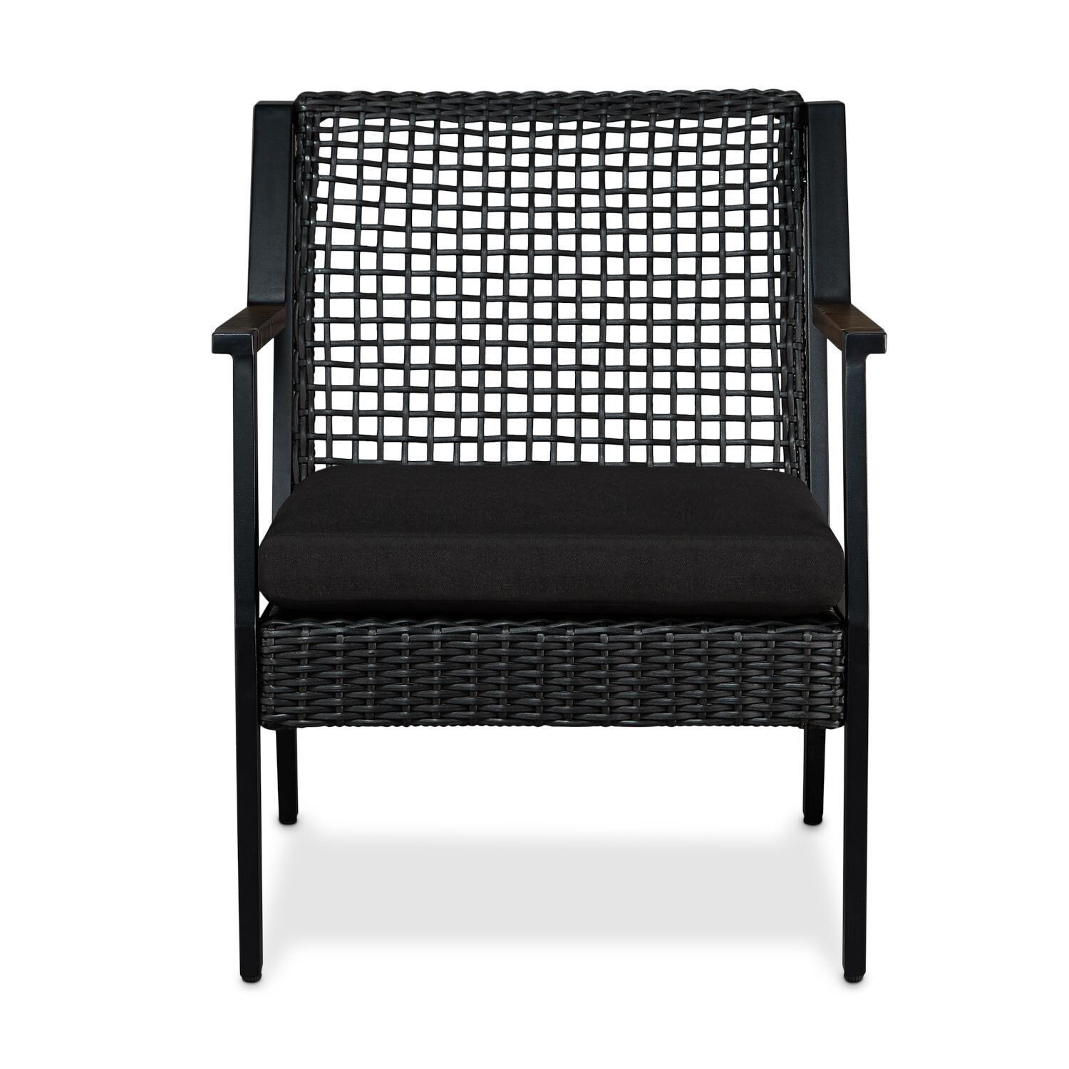 Lakeview Rustic Bay Black 2 Piece Aluminum Chair Set - Front View - White Background thumbnail
