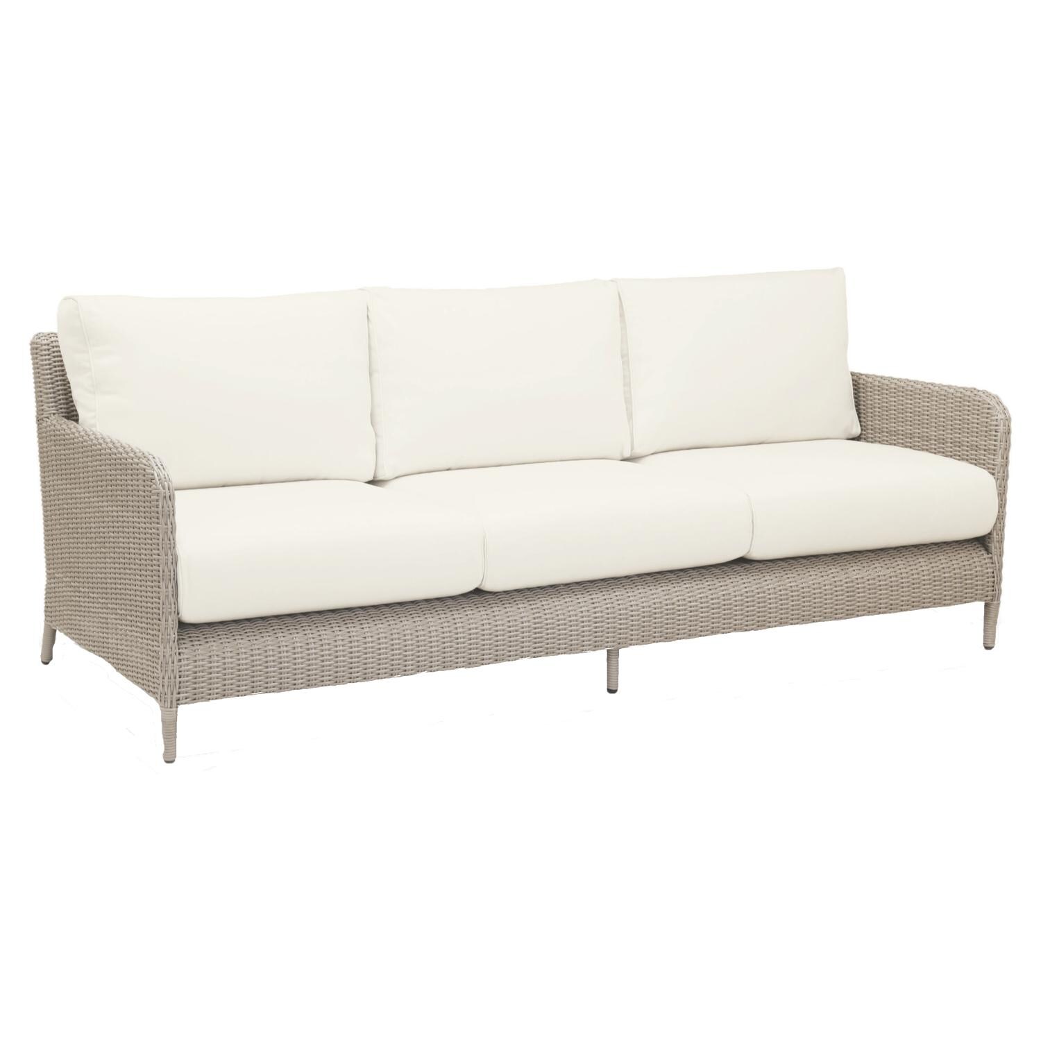 Manhattan Wicker Sofa in Dove Gray/Linen Canvas by Sunset West