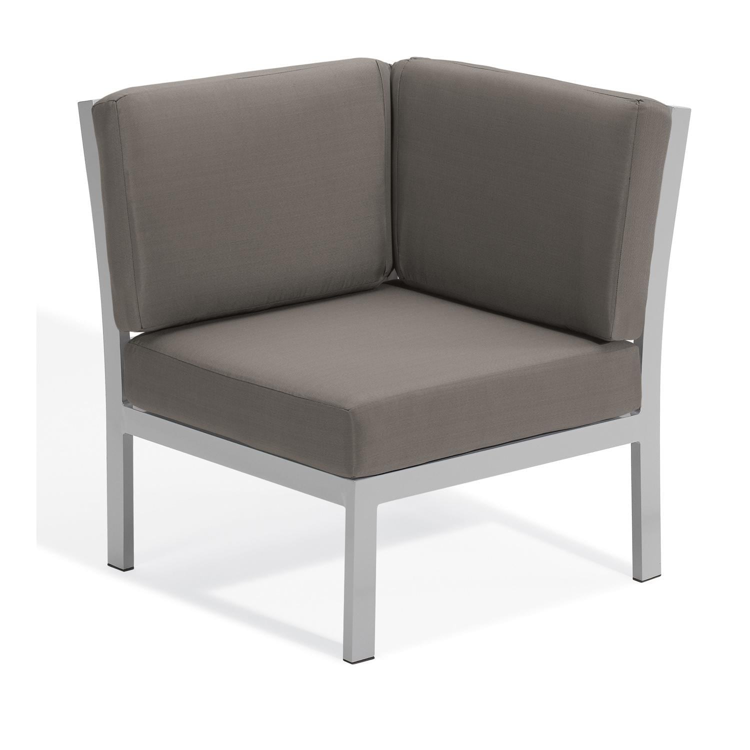 Oxford Garden Travira Aluminum Sectional Corner Club Chair in Flint/Stone by - TVCN-ST-PC.F