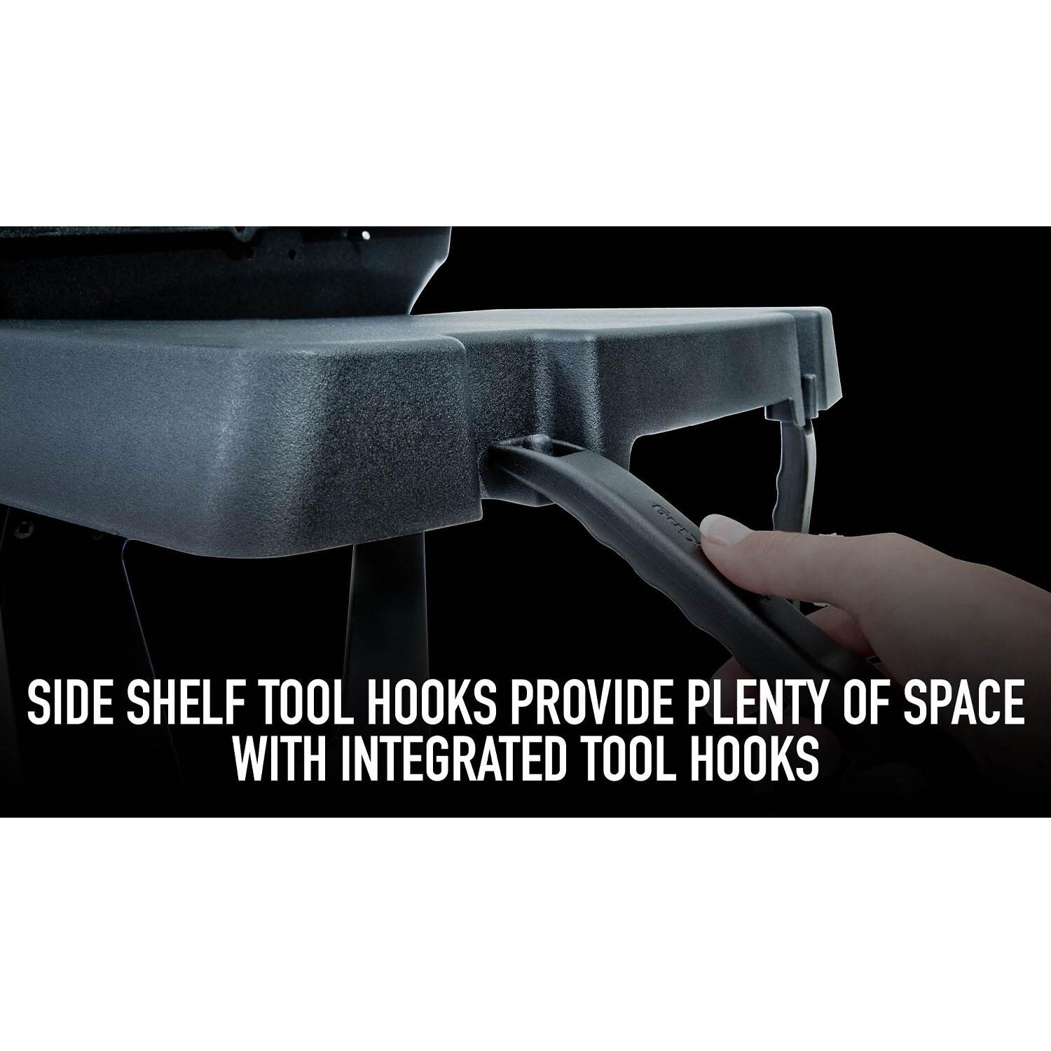 Broil King 814954 Gem 310 Shadow 3 Burner Propane Grill - Tool Hooks on Side Shelf for Less Mess - Detail thumbnail