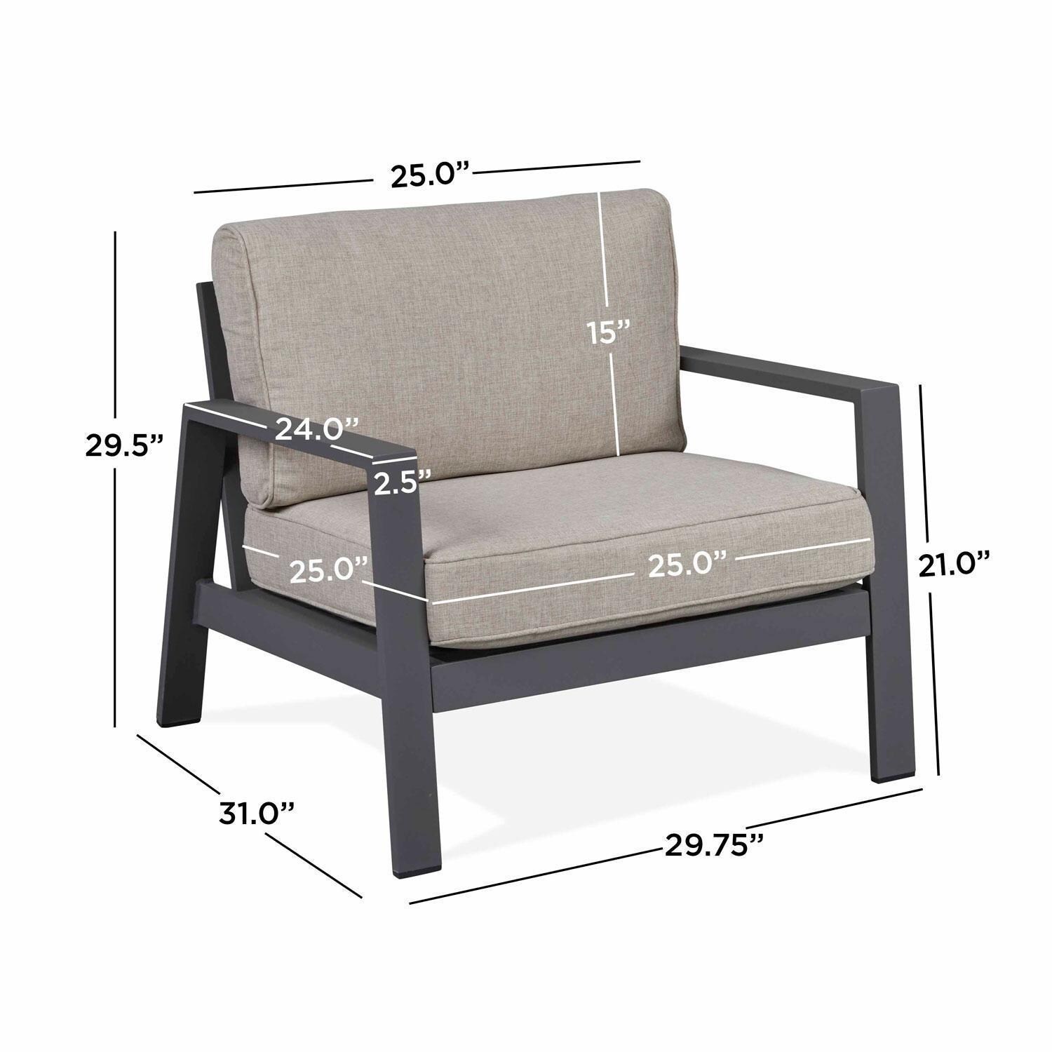 Lakeview Outdoor Designs SC2020WSTA Elysian Outdoor Chair with Cushions in Weathered Slate - Dimensions thumbnail