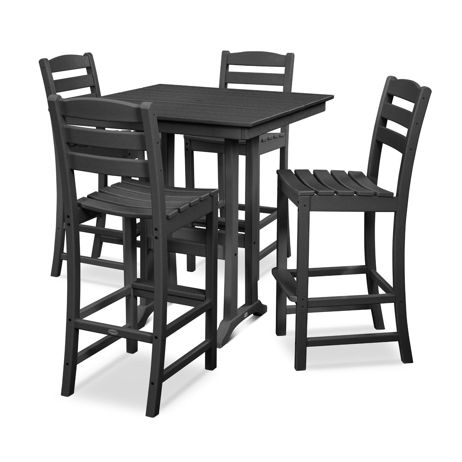 POLYWOOD La Casa Cafe Black 5 Piece Farmhouse Trestle Bar Set thumbnail